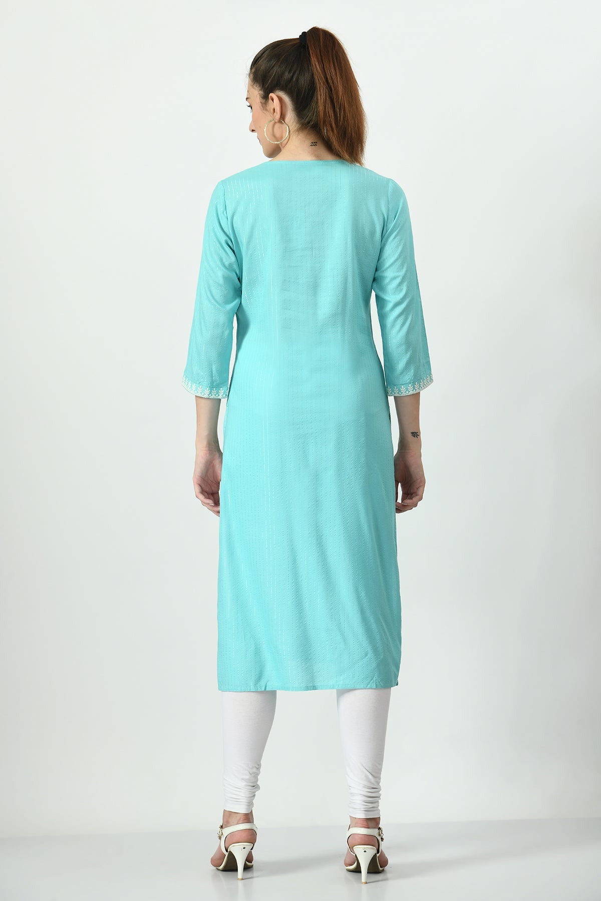Green Embroidered Kurta