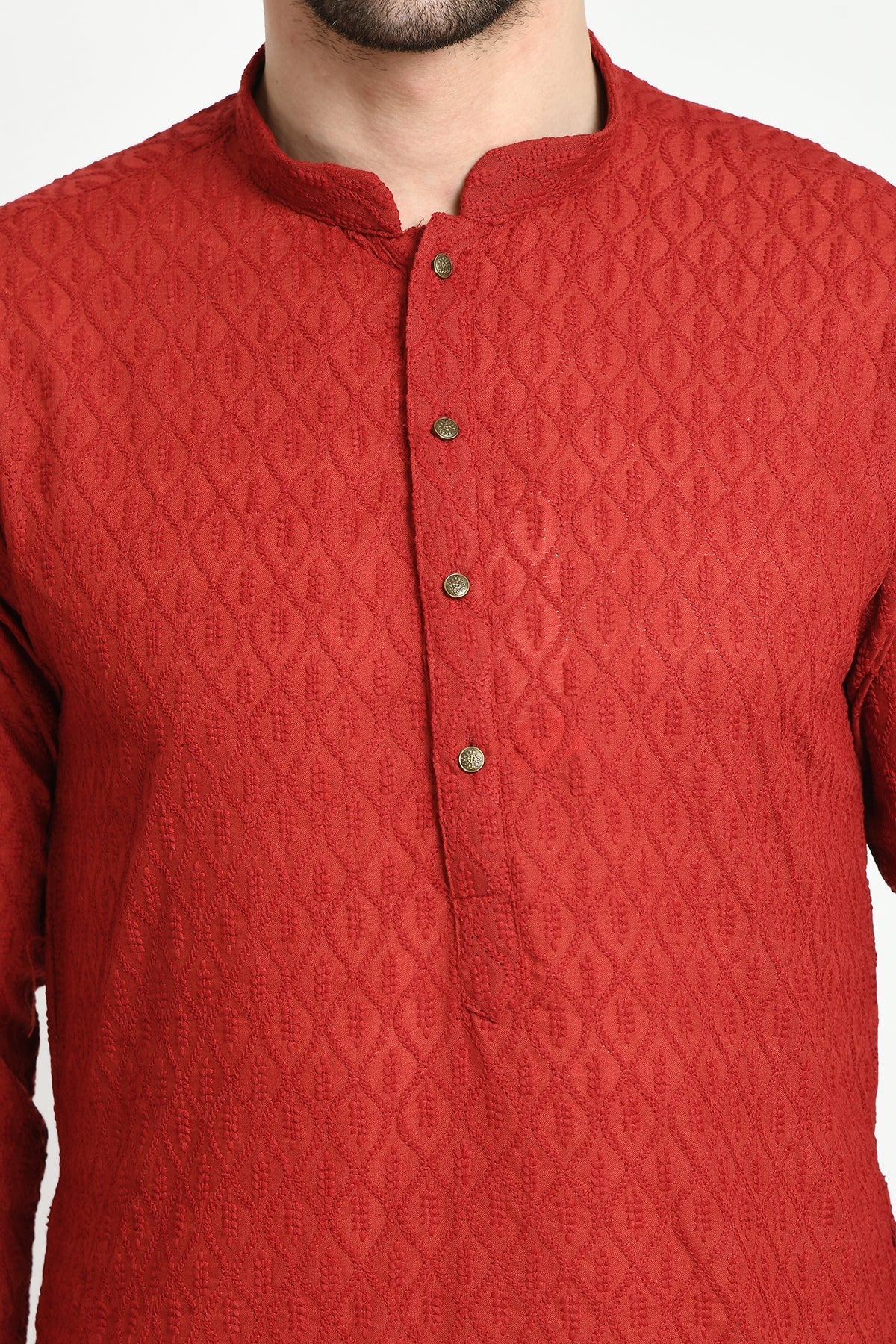 Maroon Floral Embroidered Kurta with Pajama