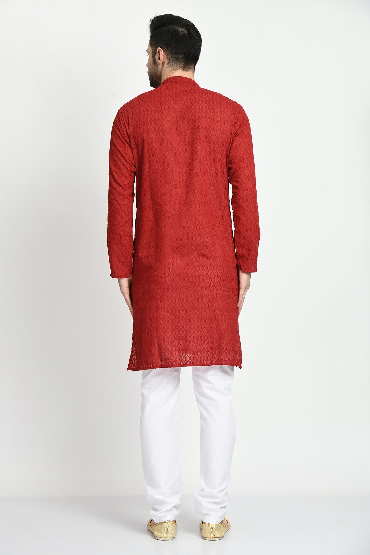 Maroon Floral Embroidered Kurta with Pajama