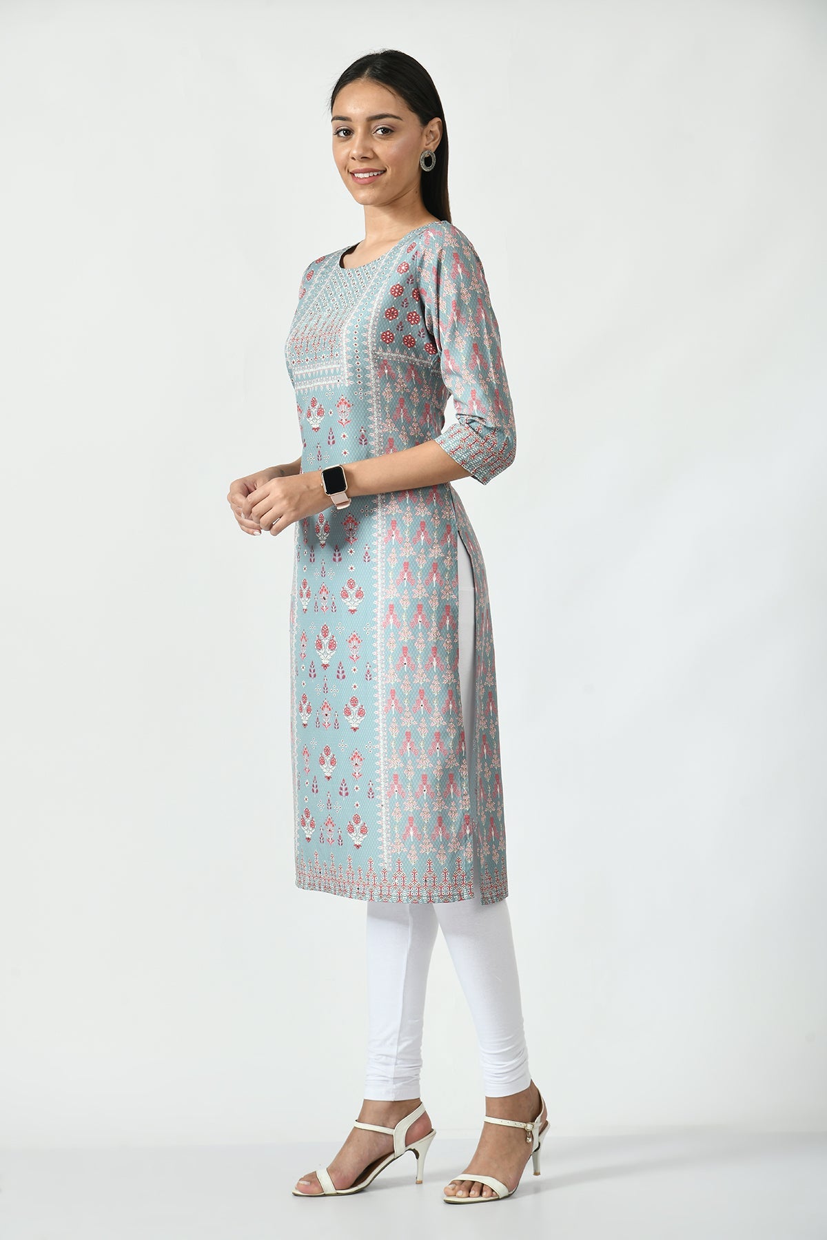 Green Floral Screen Printed Kurta