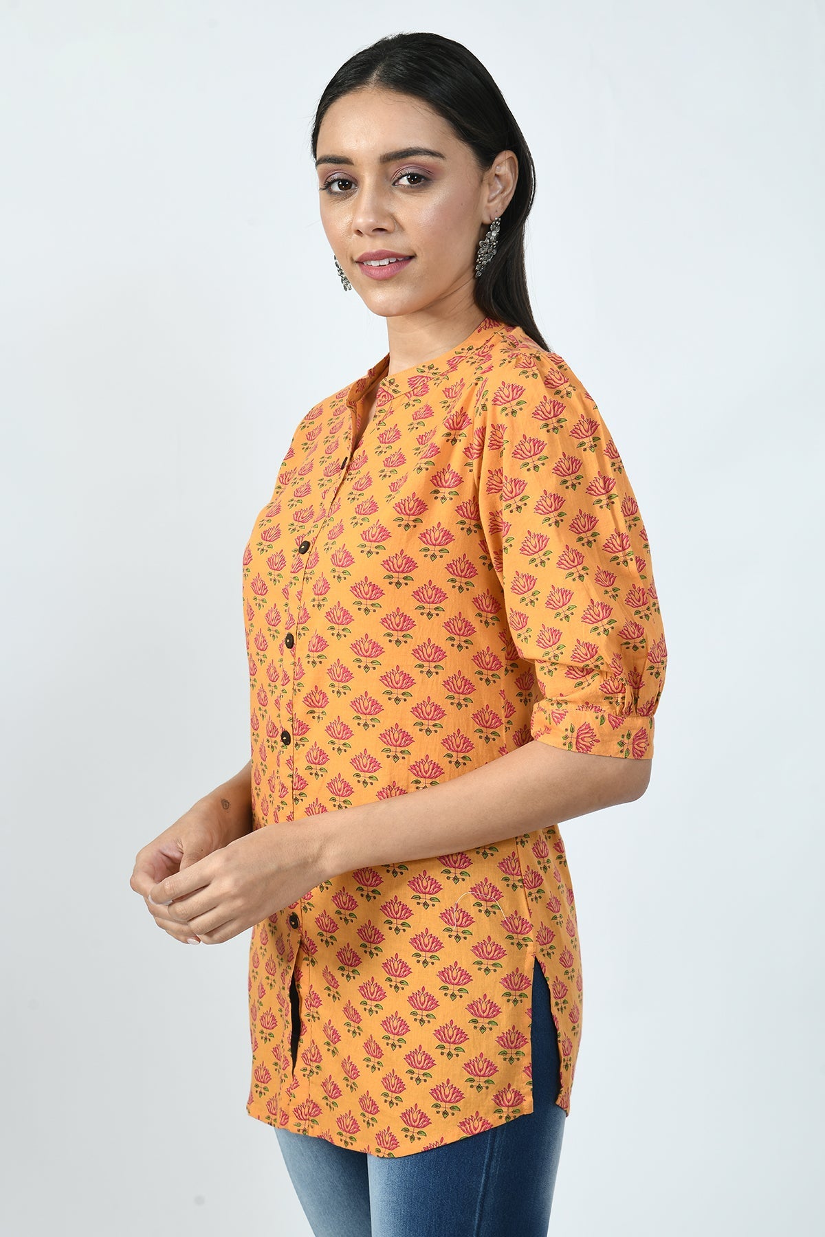 Mustard Floral Screen Printed Top