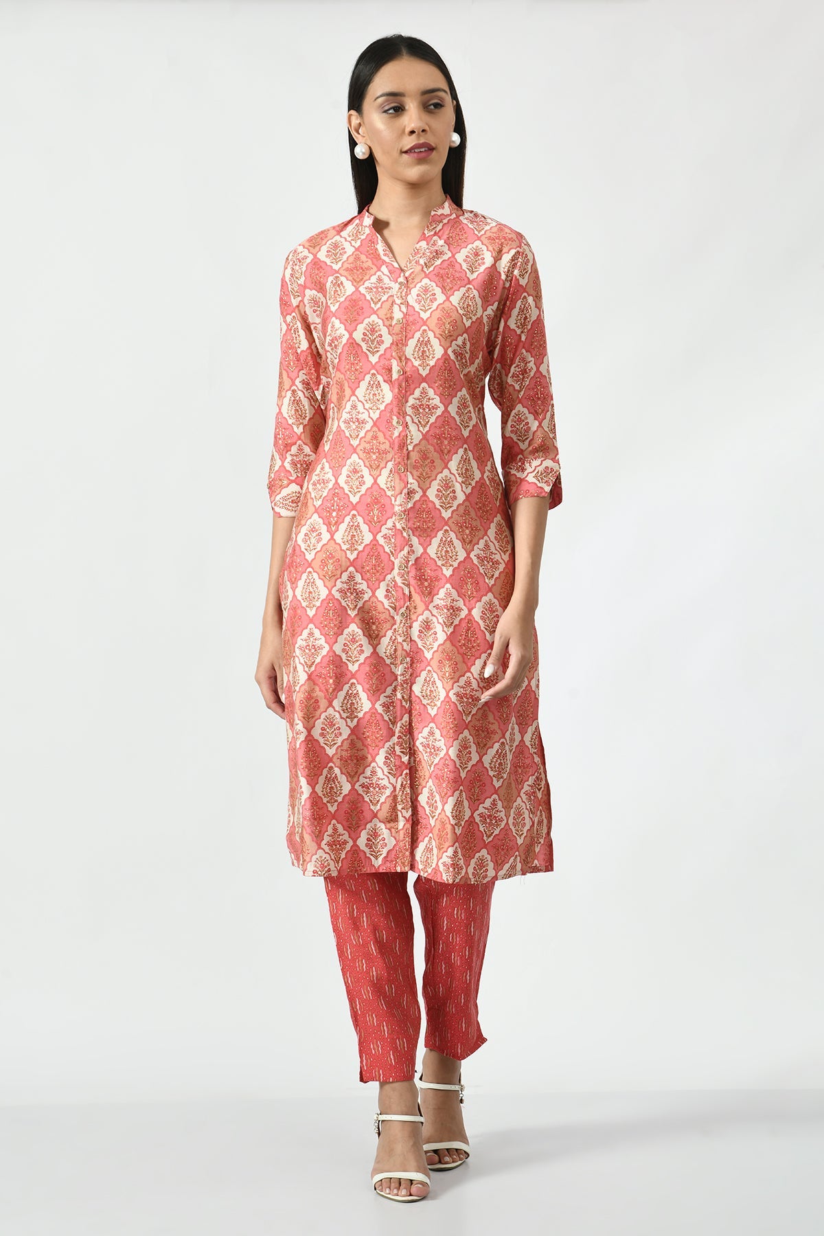 Pink Printed Kurta Set