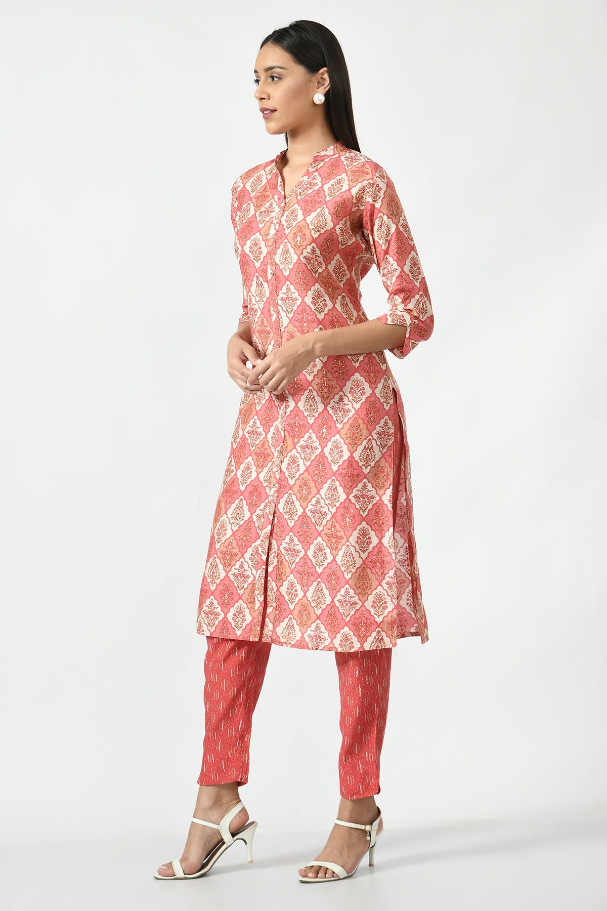 Pink Printed Kurta Set