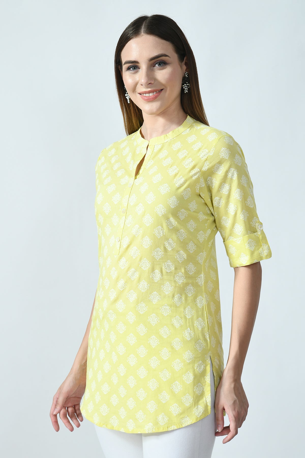 Yellow Block Printed Top