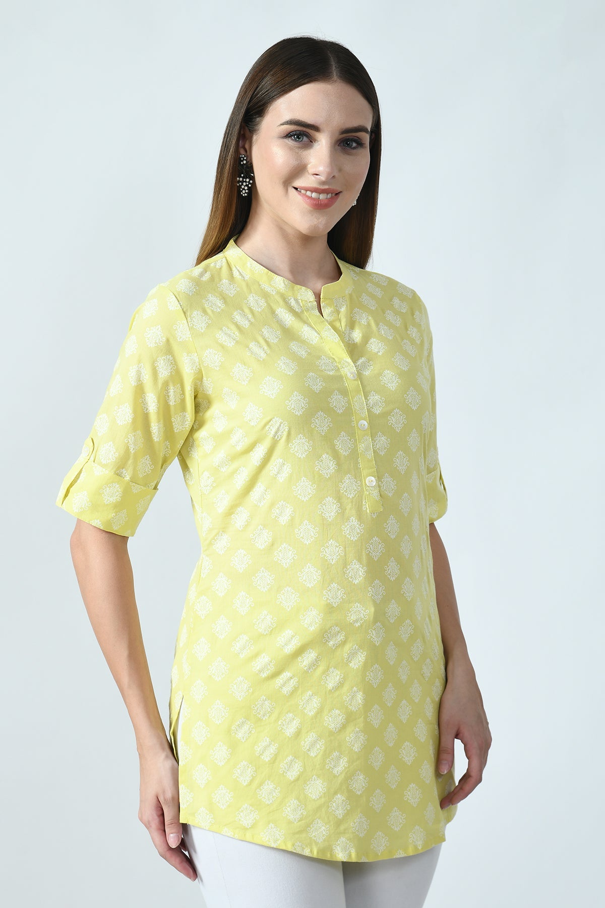 Yellow Block Printed Top
