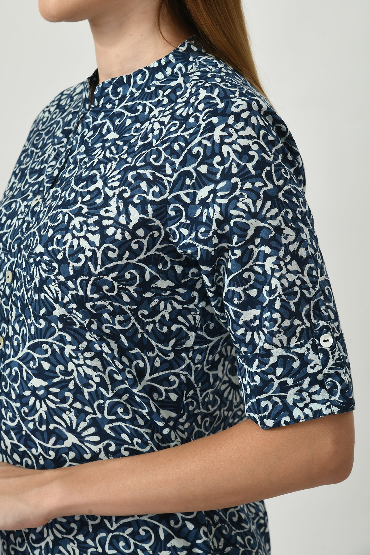 Blue Floral Block Printed Top