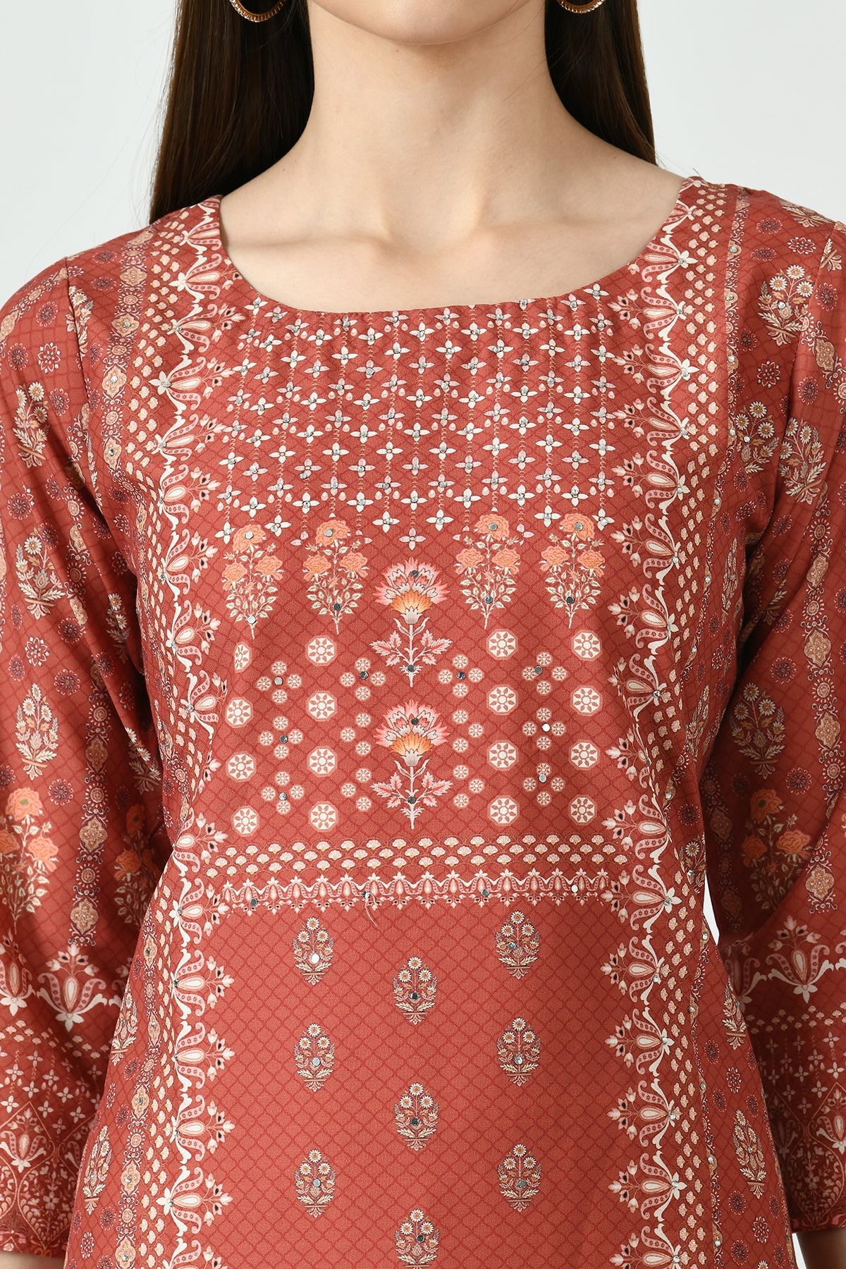 Orange Printed Kurta