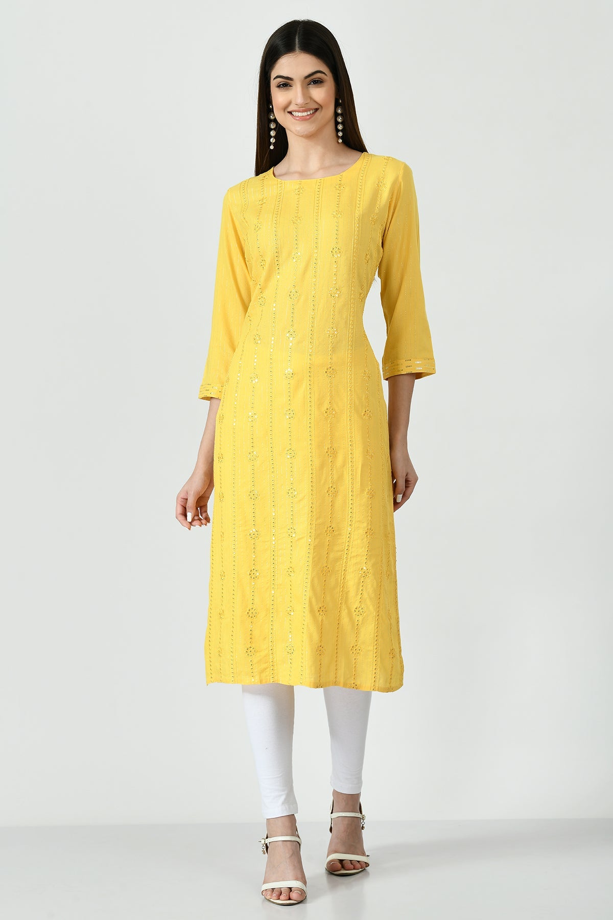 Yellow Embroidered Kurta