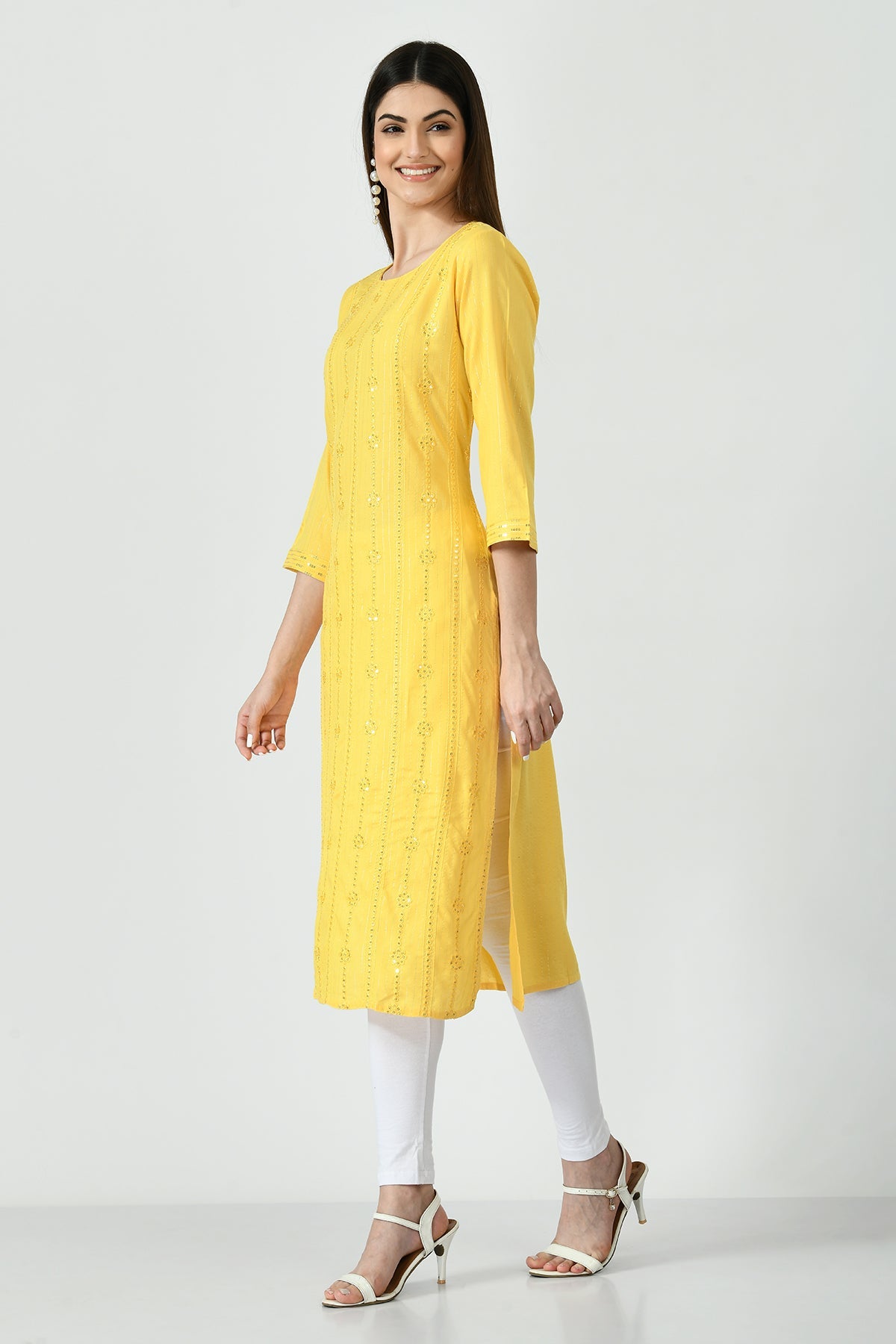 Yellow Embroidered Kurta