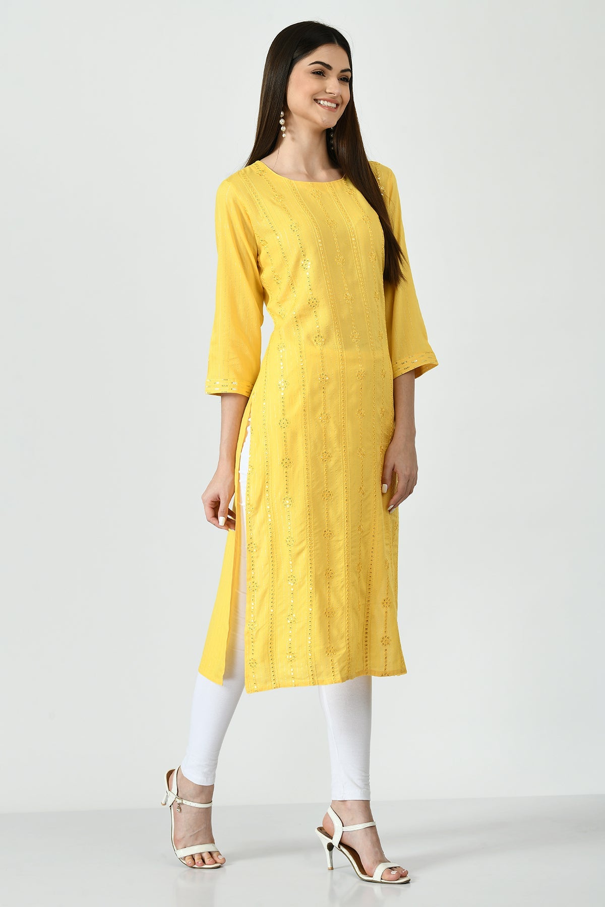 Yellow Embroidered Kurta