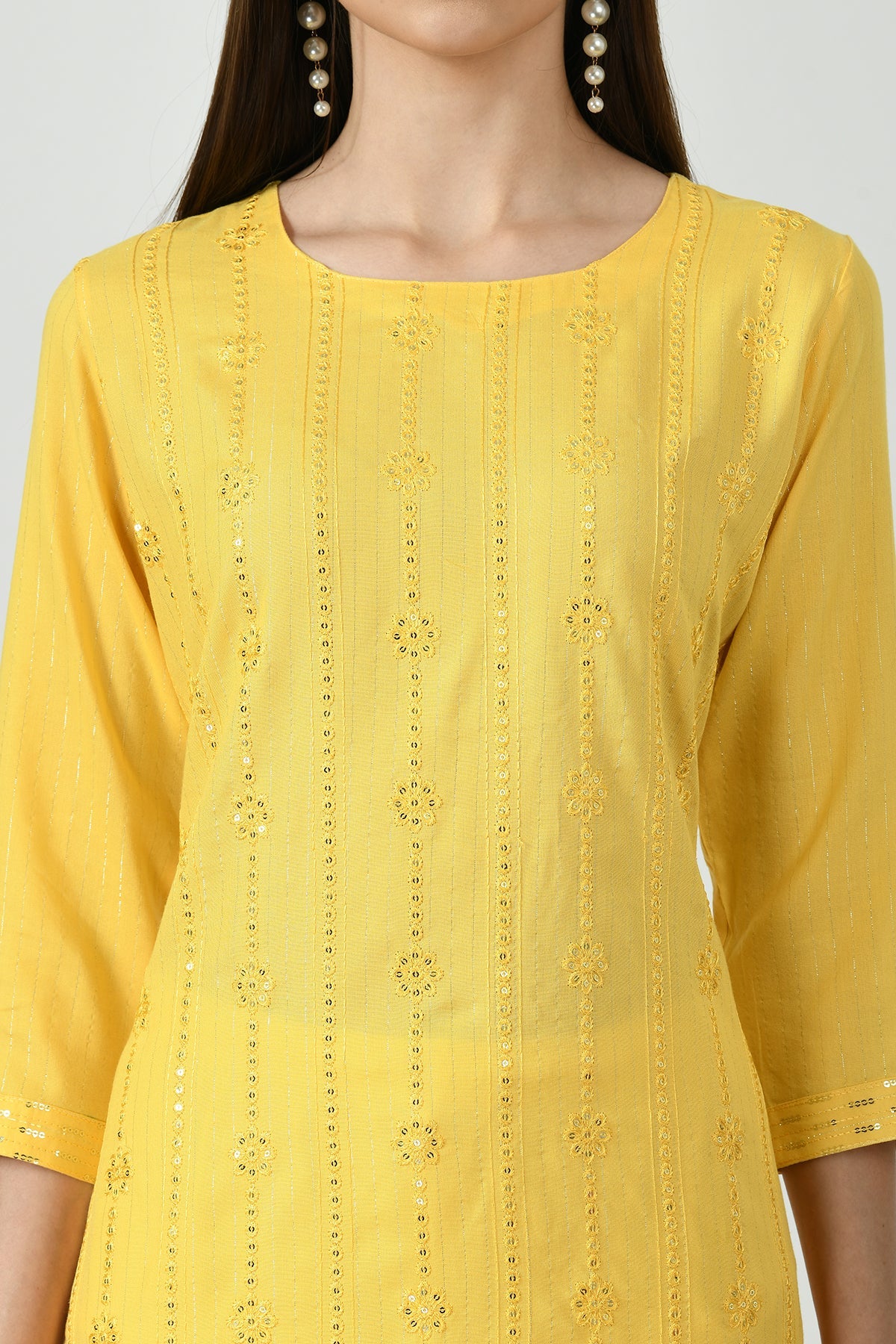 Yellow Embroidered Kurta