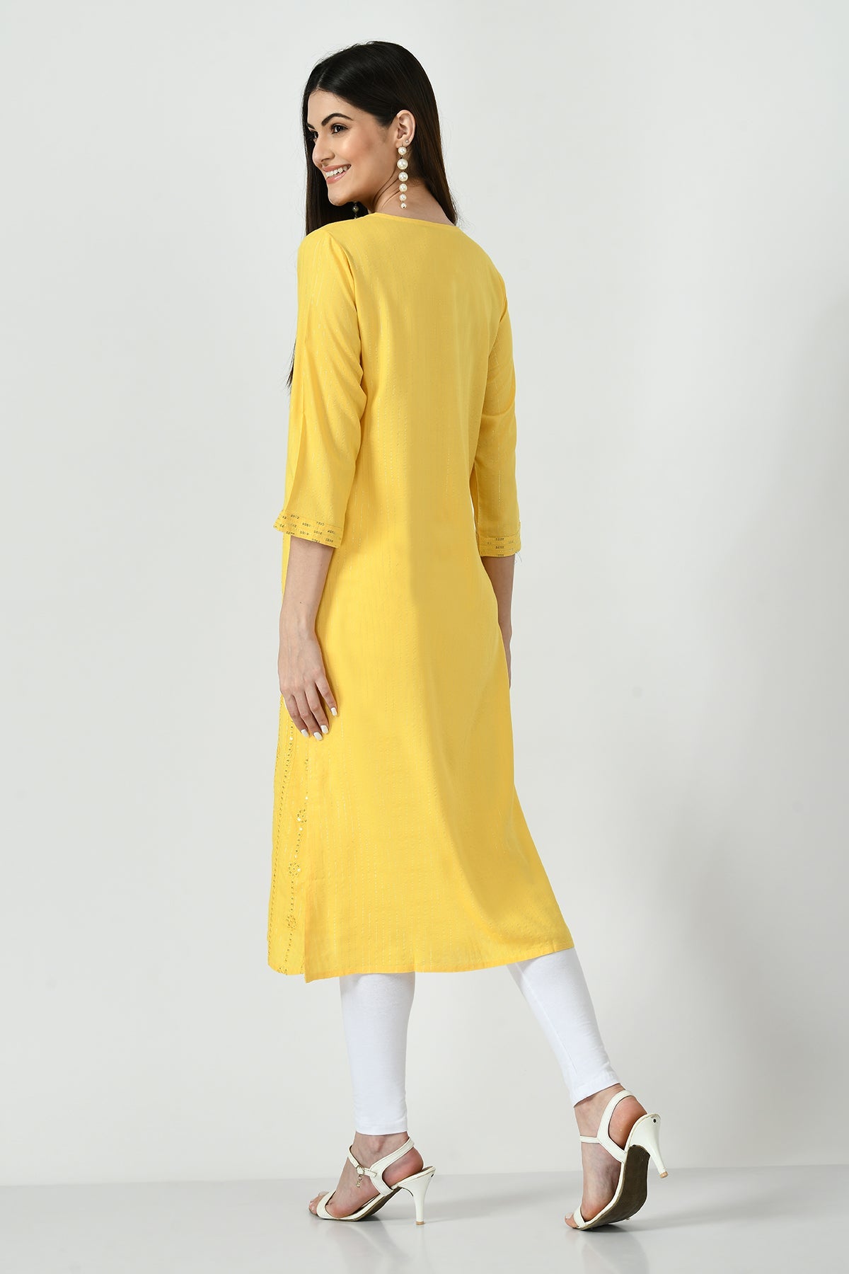 Yellow Embroidered Kurta