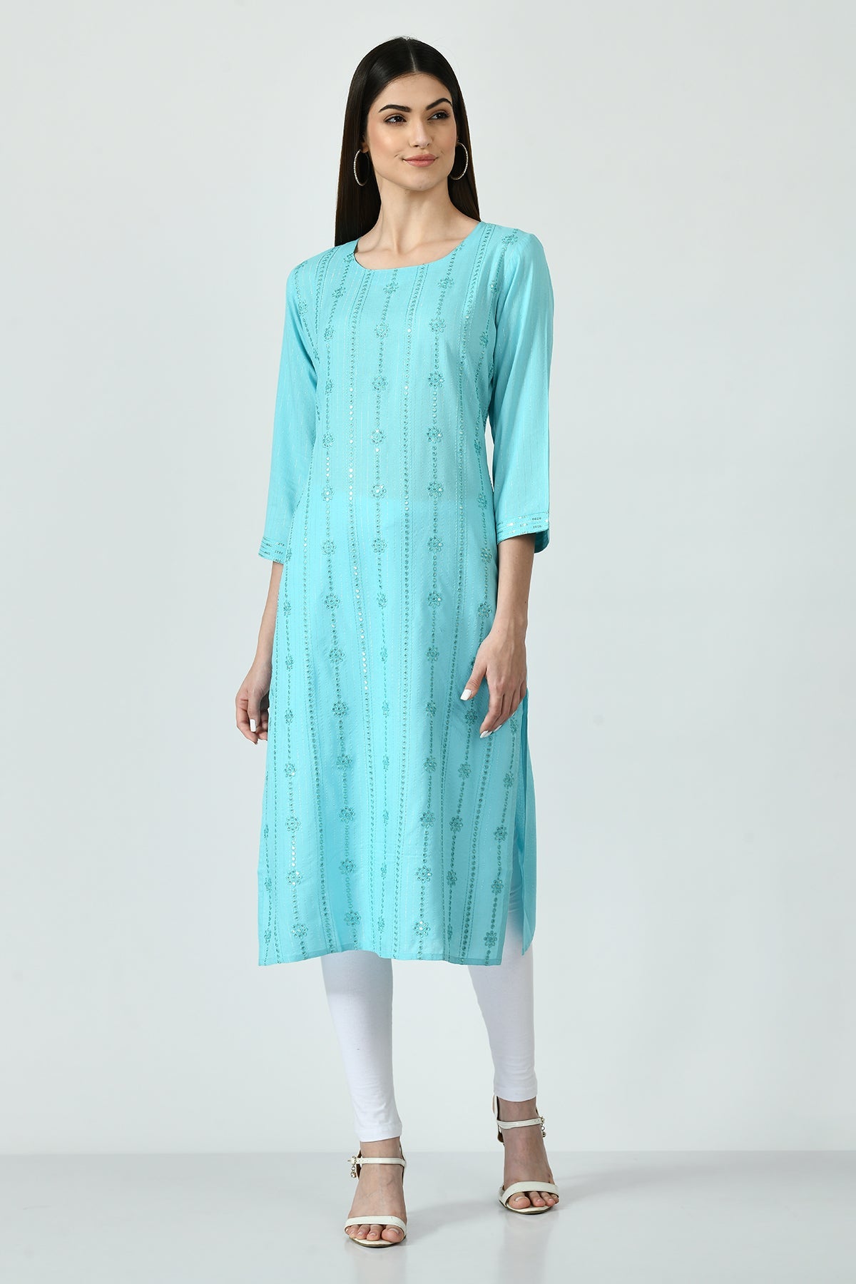 Sky Blue Embroidered Kurta