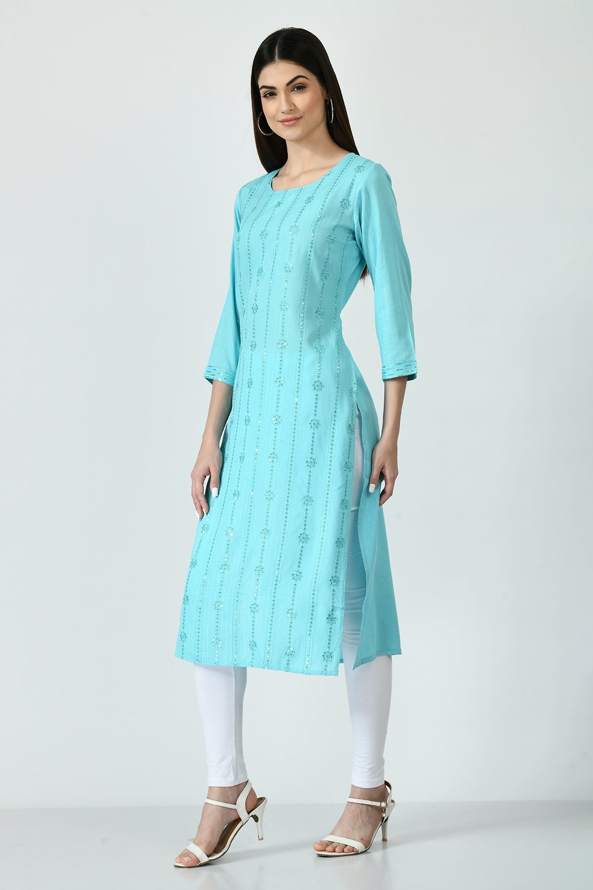 Sky Blue Embroidered Kurta