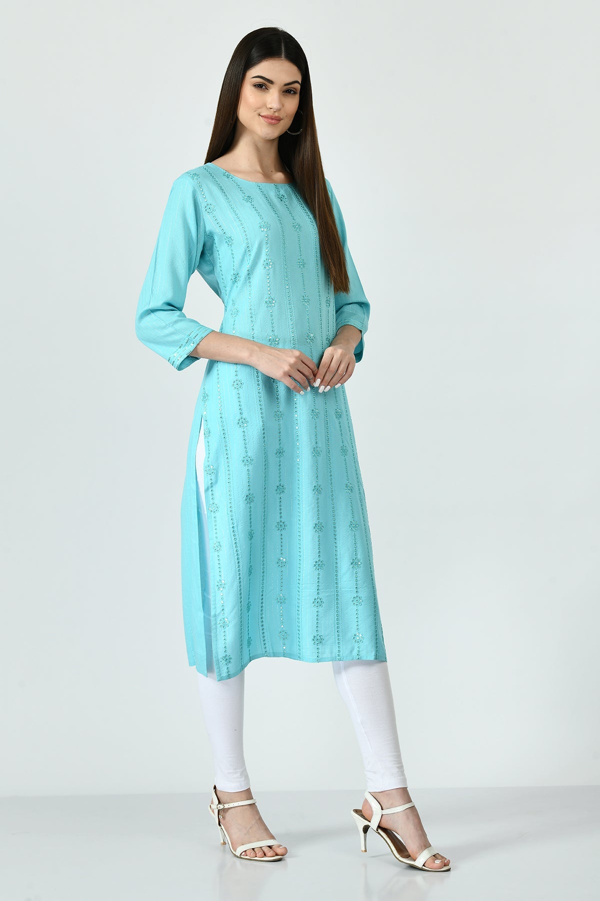 Sky Blue Embroidered Kurta