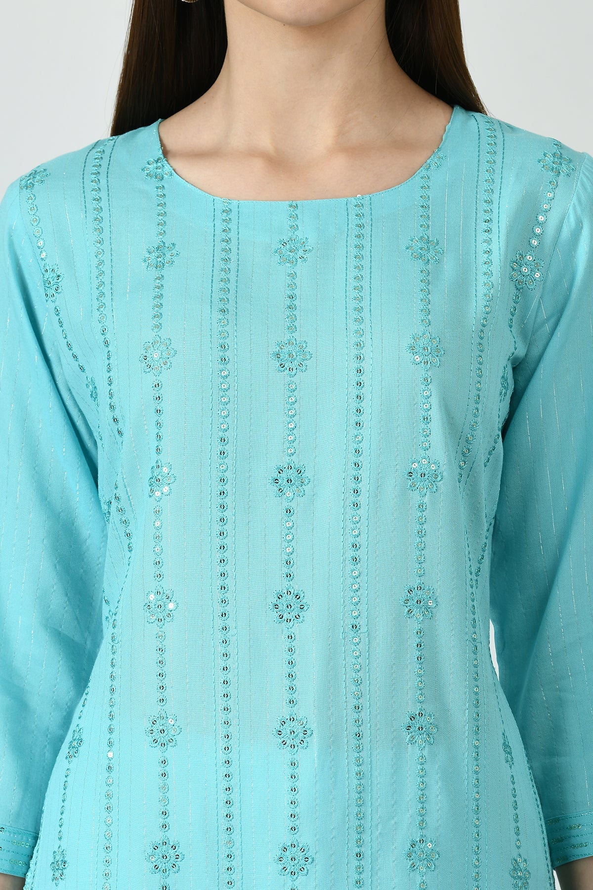 Sky Blue Embroidered Kurta