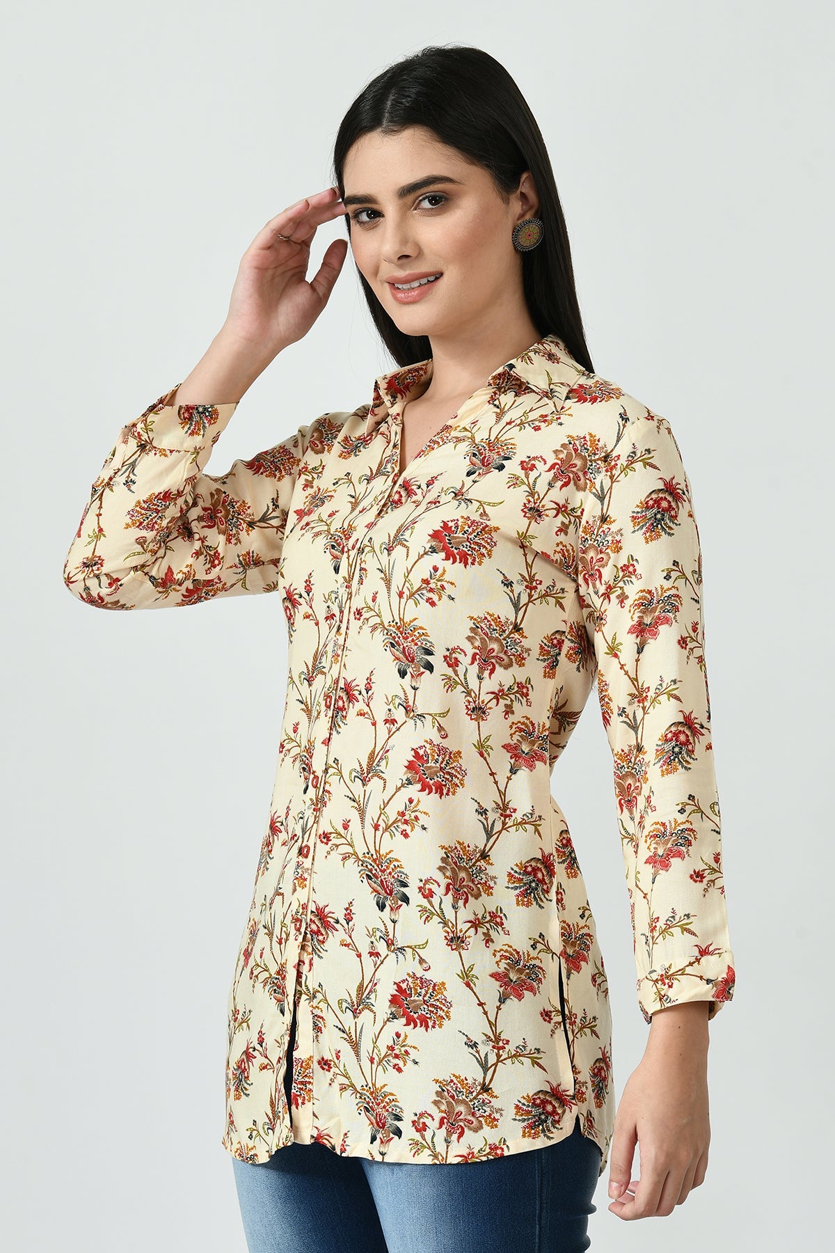 Multi-Coloured Floral Printed Top