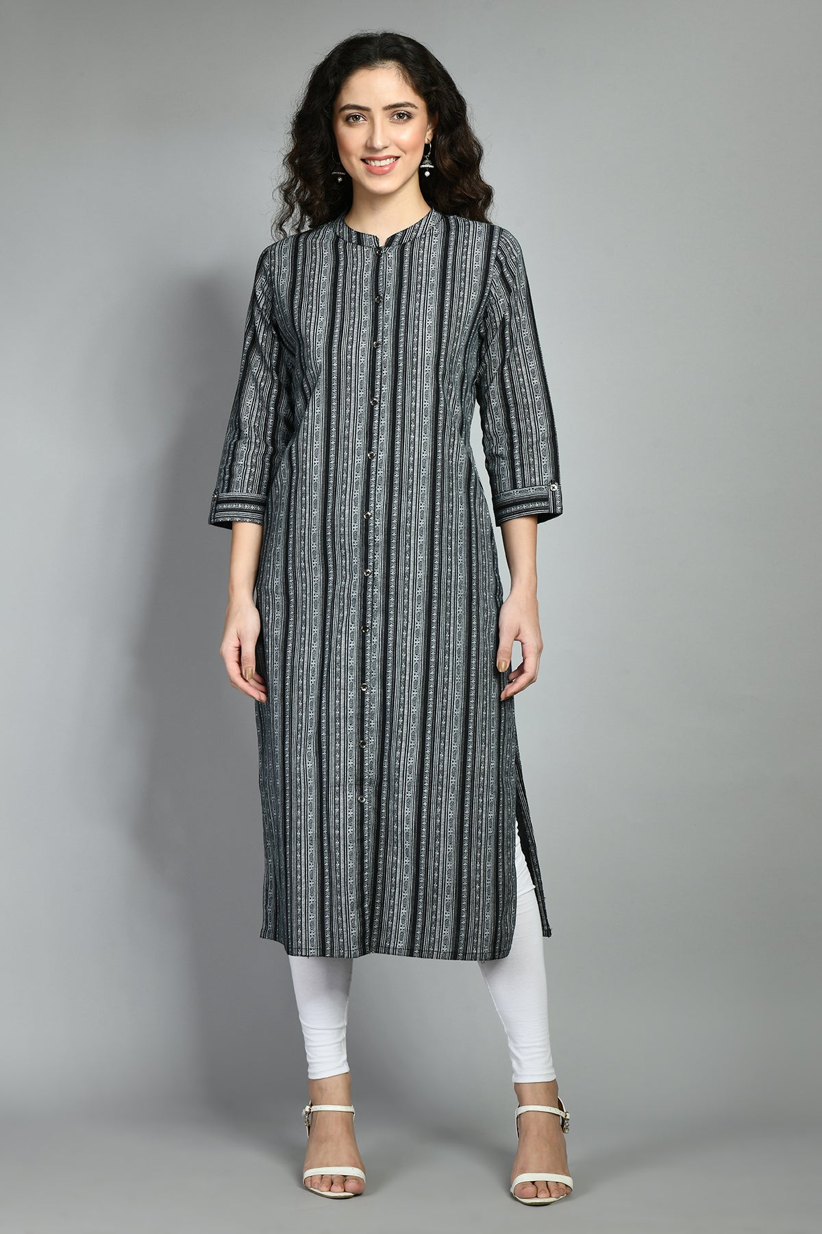 Black Ethnic Motif Printed Kurta