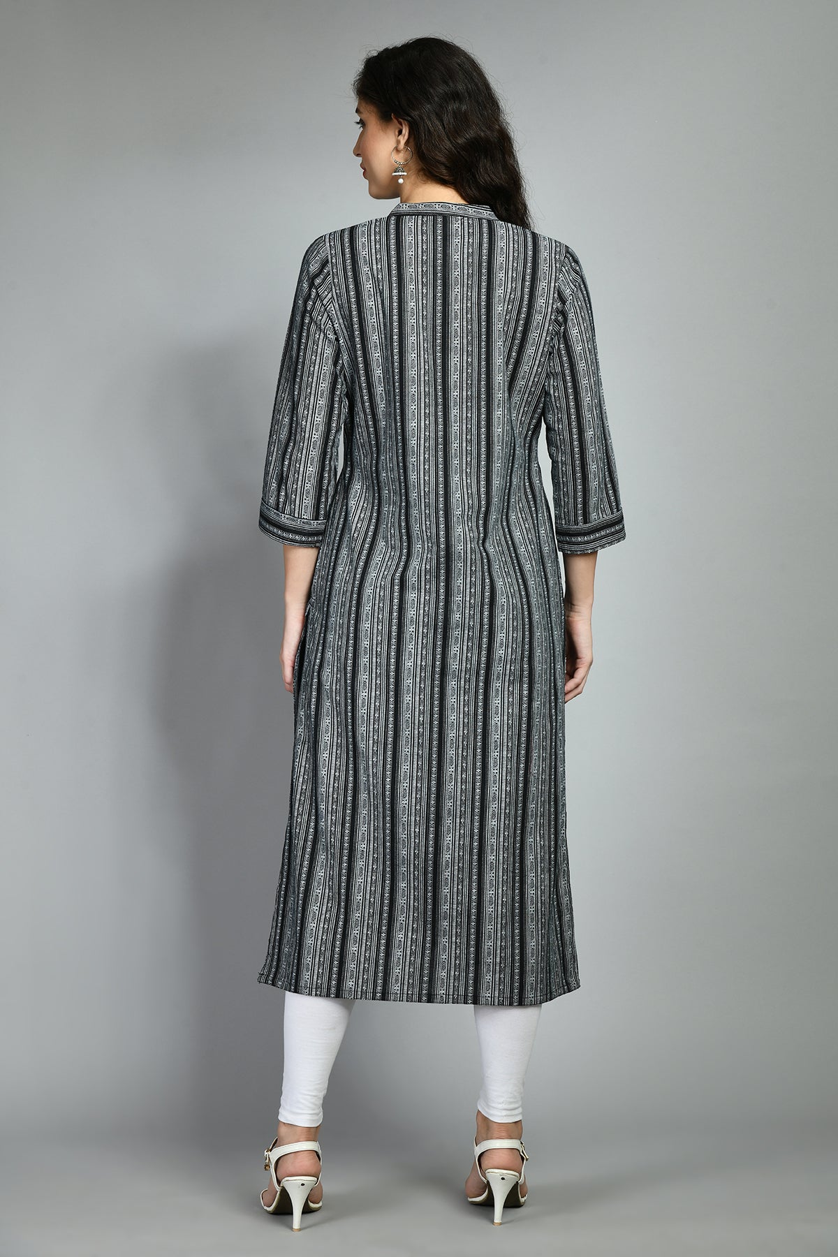 Black Ethnic Motif Printed Kurta
