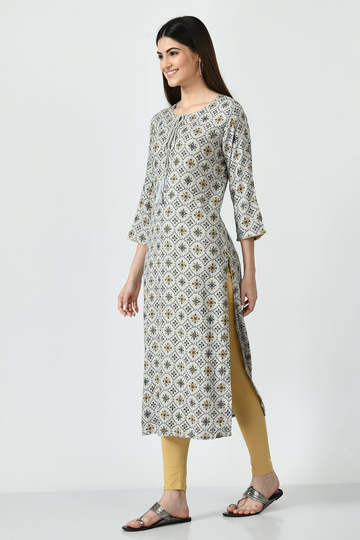 Grey Printed Kurta