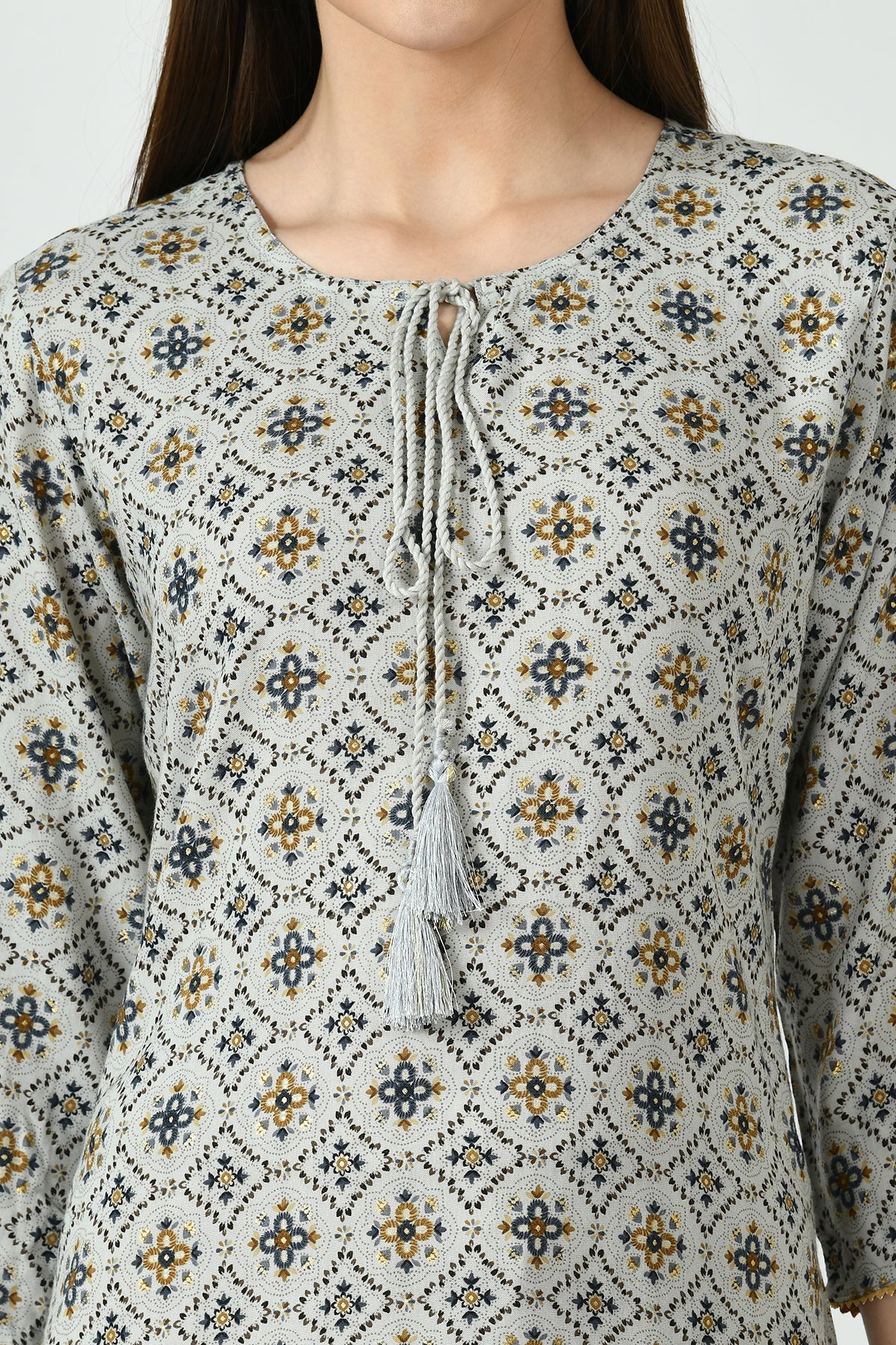 Grey Printed Kurta