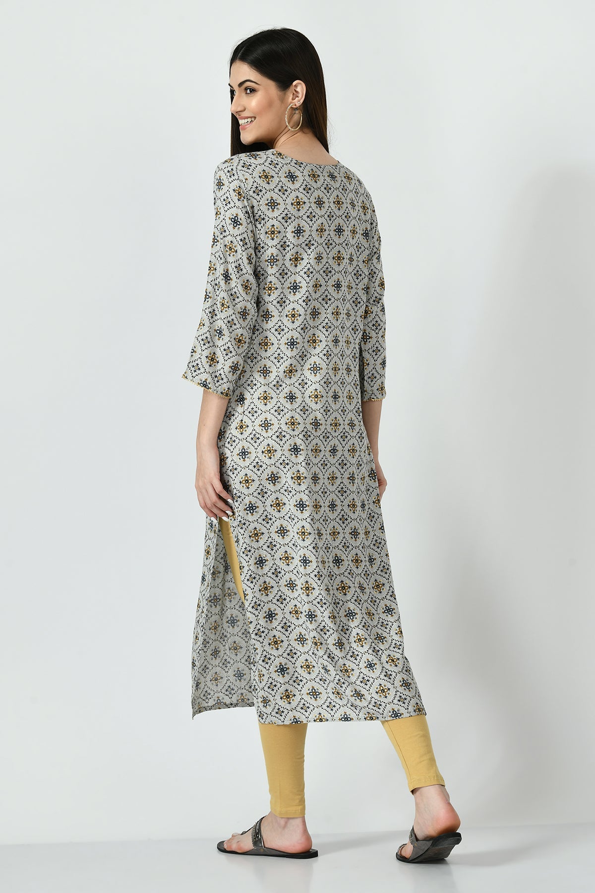 Grey Printed Kurta