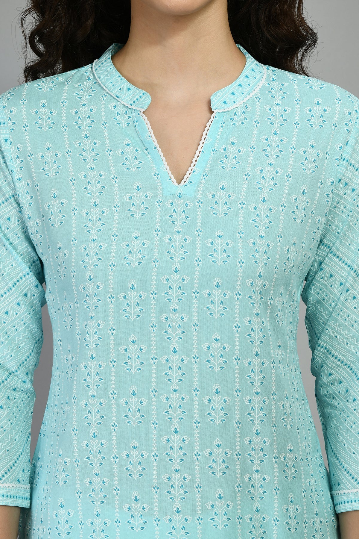 Blue Printed Straight Top