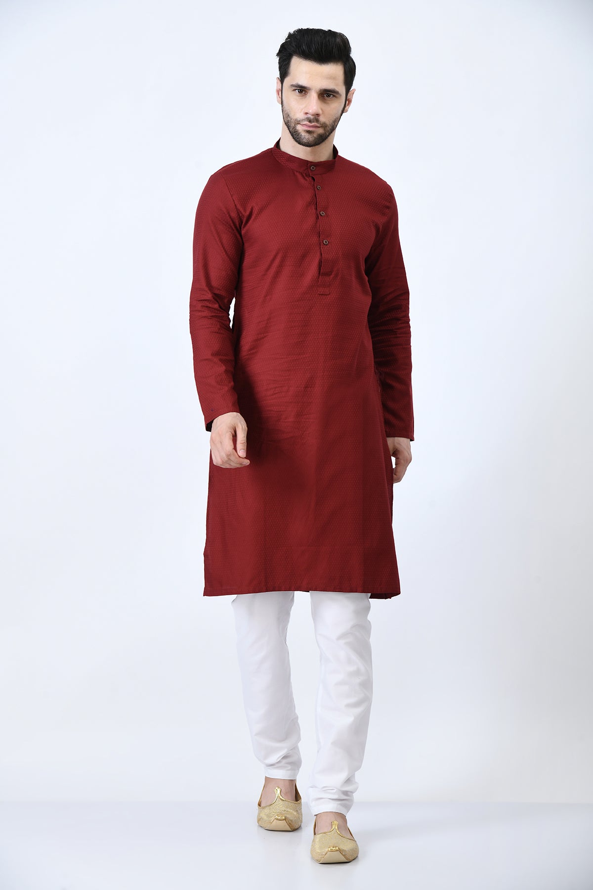 Maroon Woven Design Kurta Set