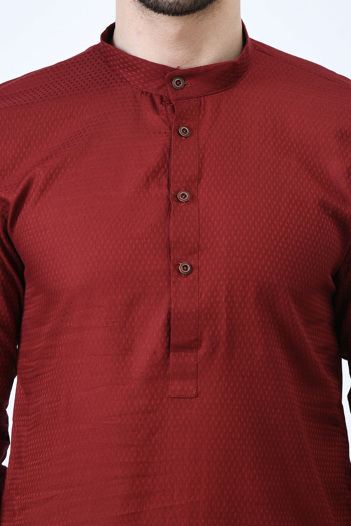 Maroon Woven Design Kurta Set