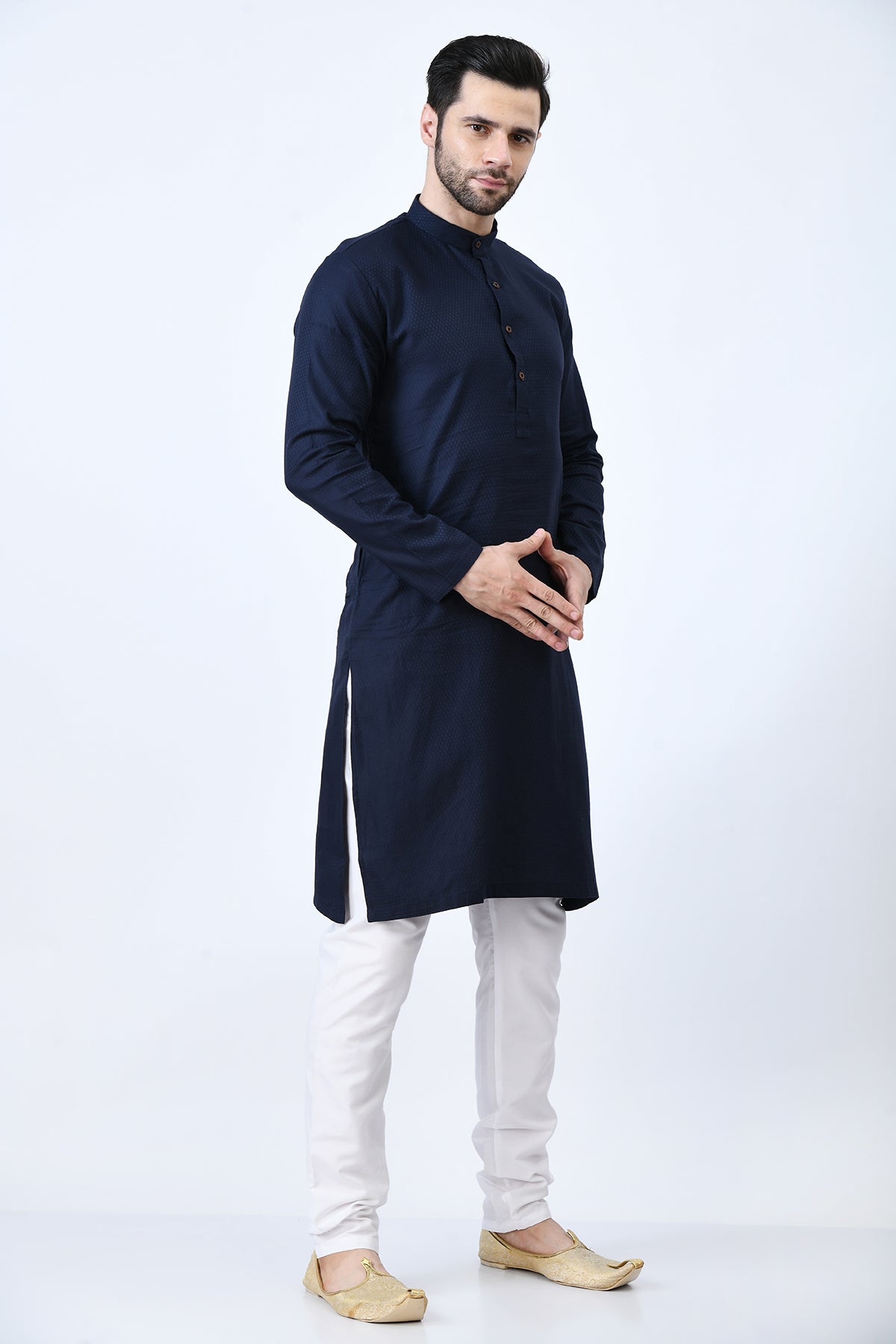 Blue Woven Design Kurta Set