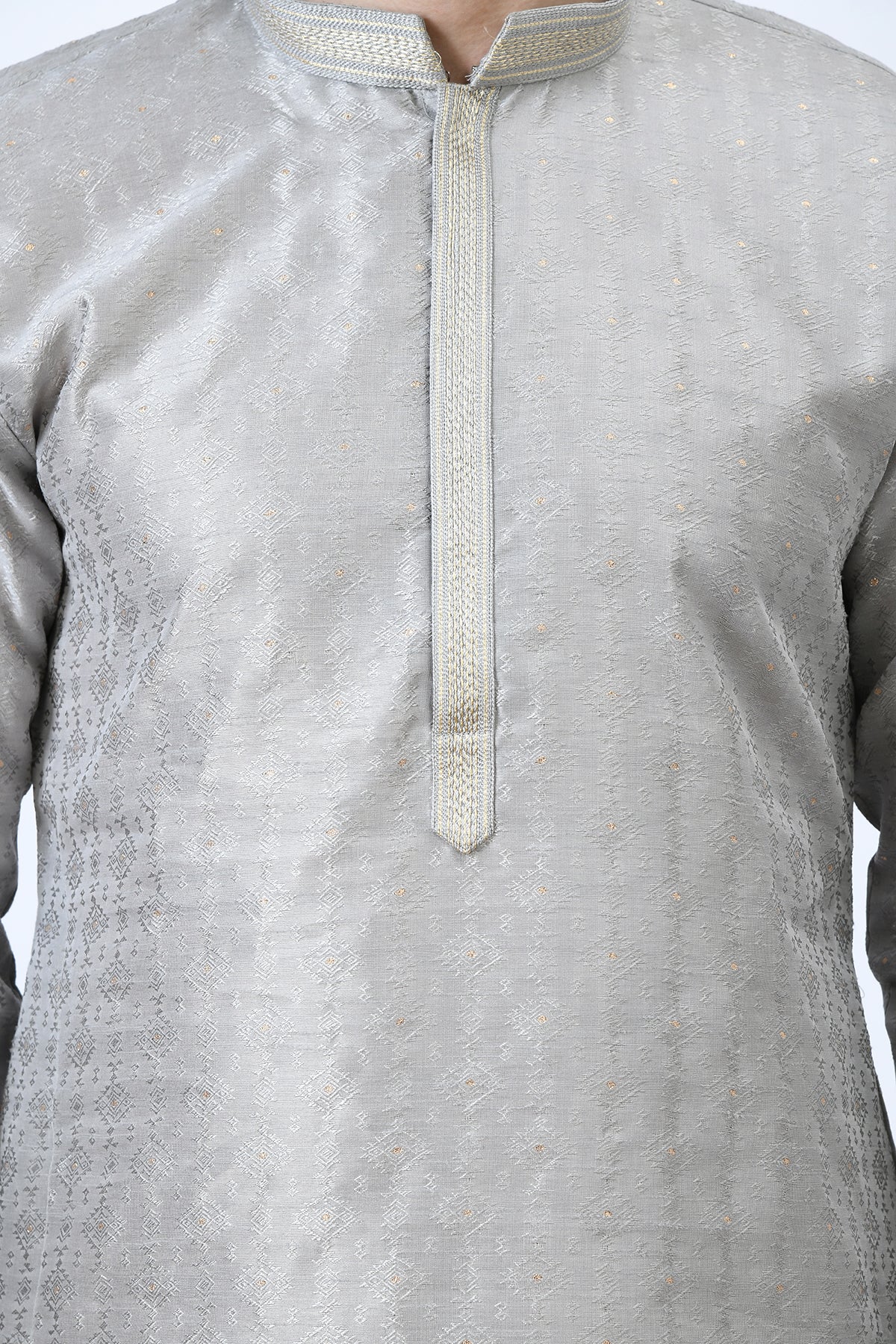 Grey Ethnic and Embroidered Design Kurta Set