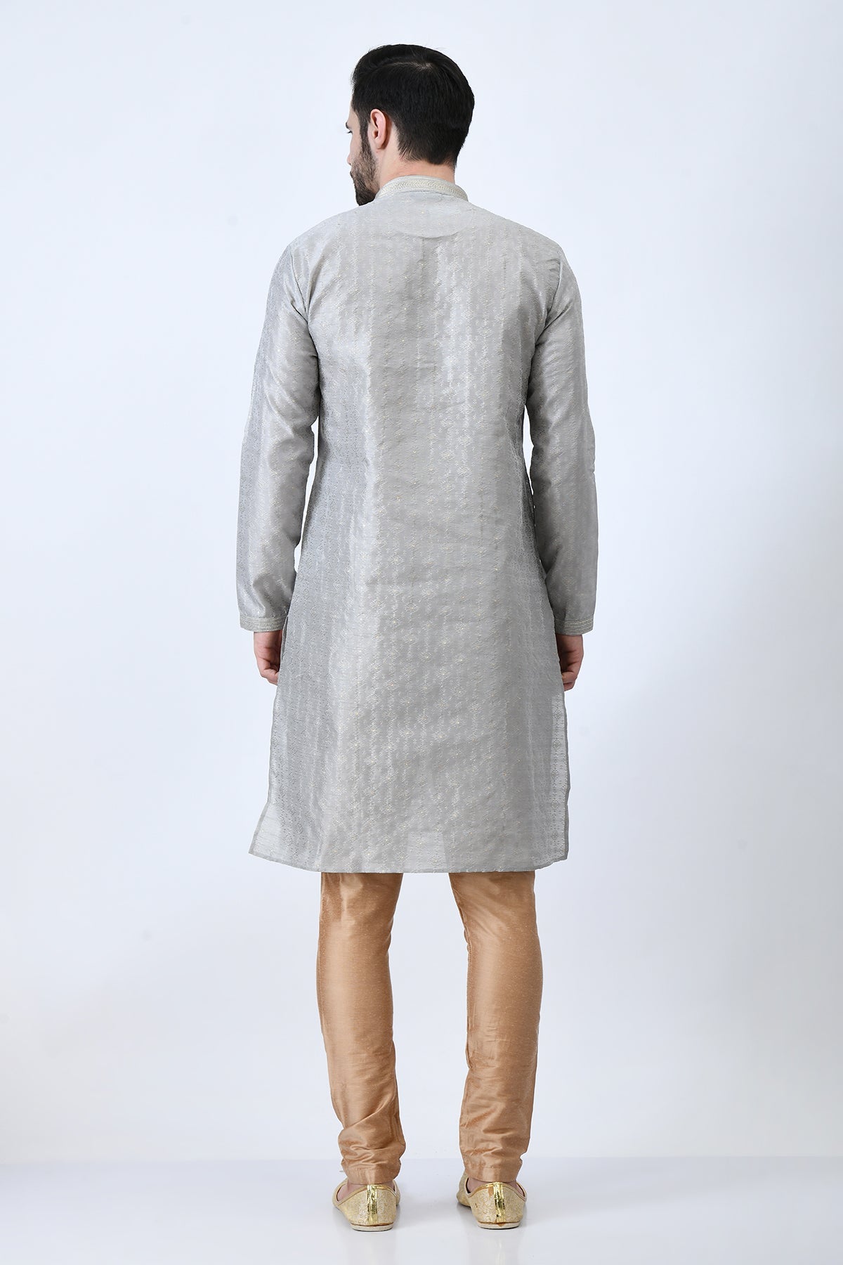 Grey Ethnic and Embroidered Design Kurta Set