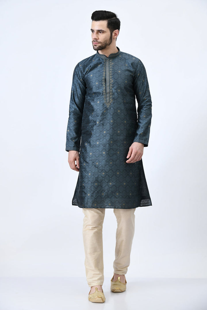 Grey Embellished Kurta Set