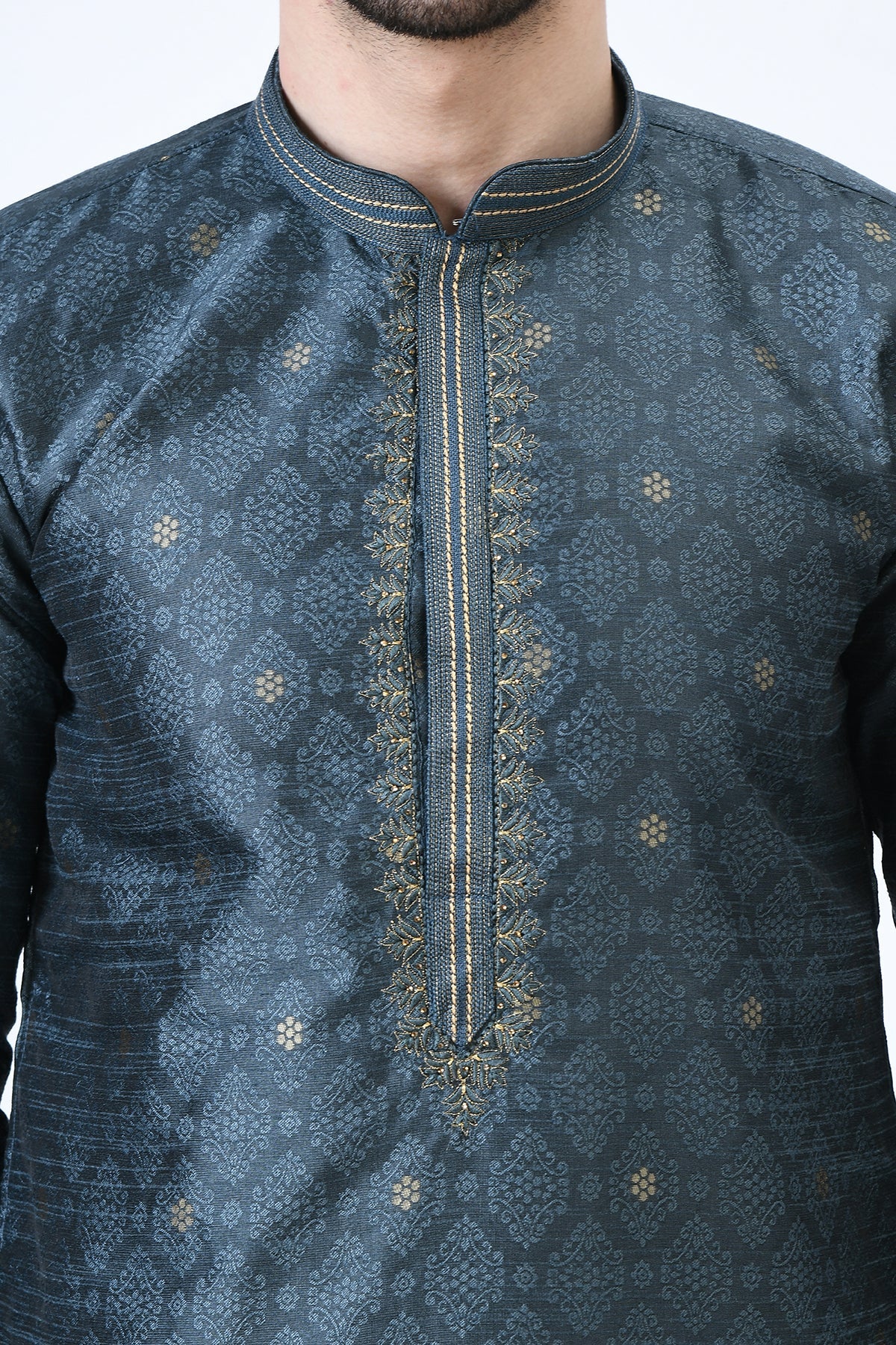 Grey Embellished Kurta Set