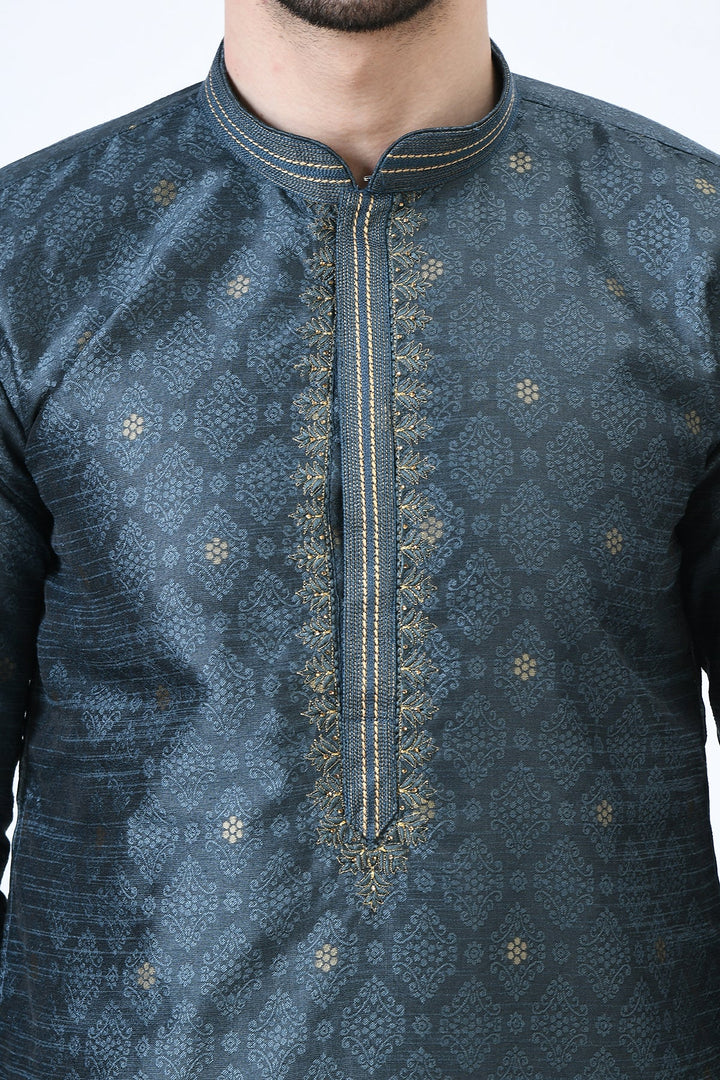 Grey Embellished Kurta Set