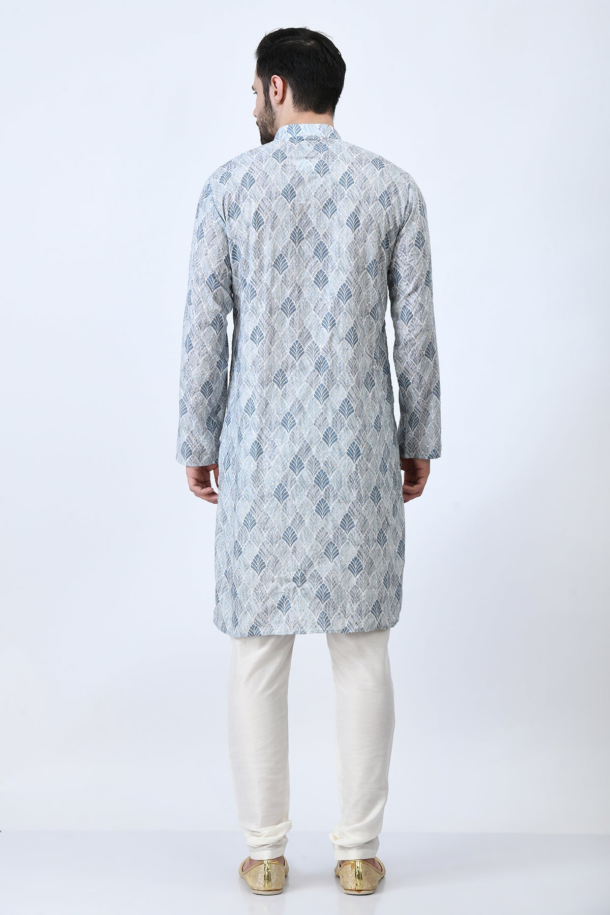 Grey Ethnic Printed and Sequinned Kurta Set