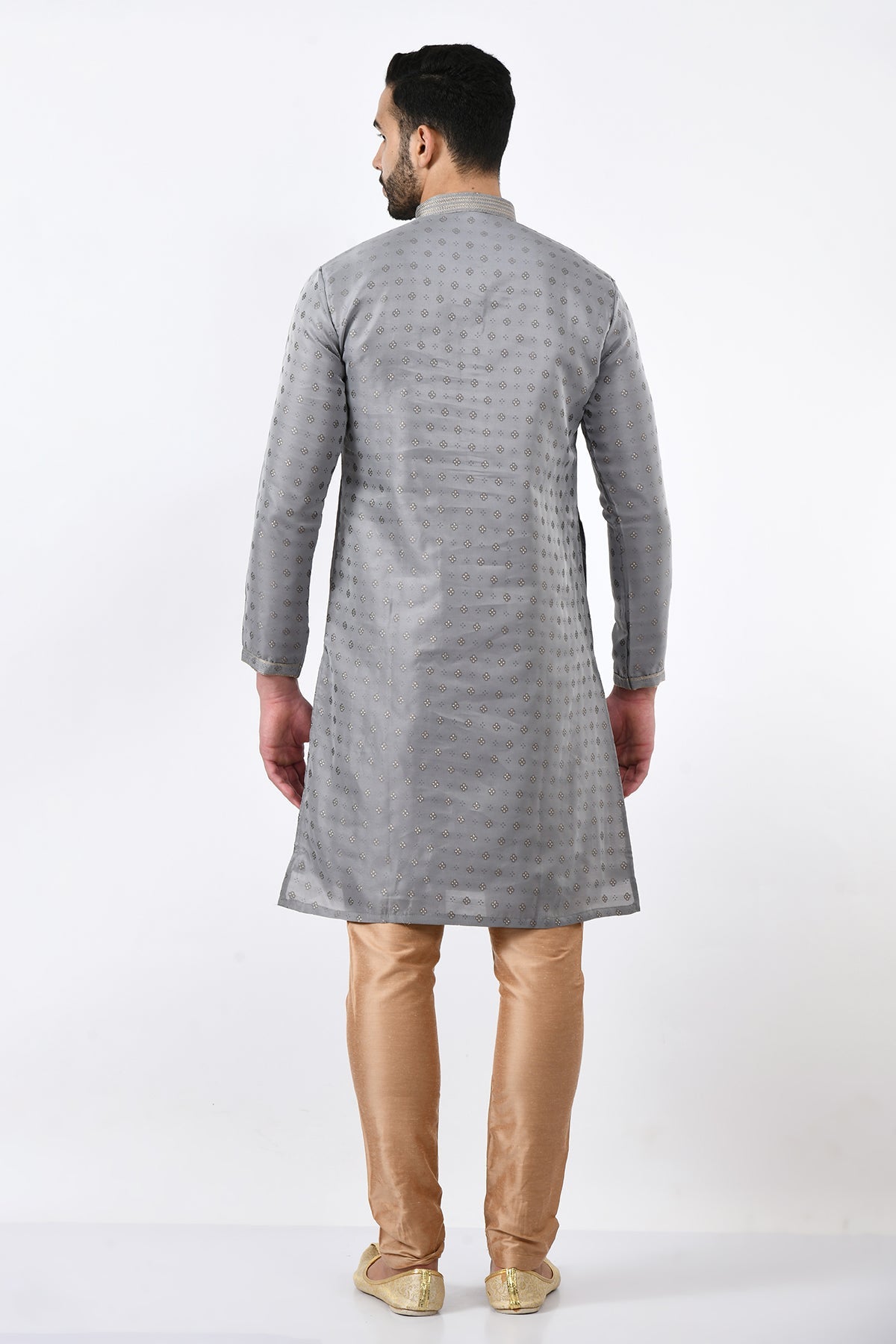 Grey Self Design Kurta Set