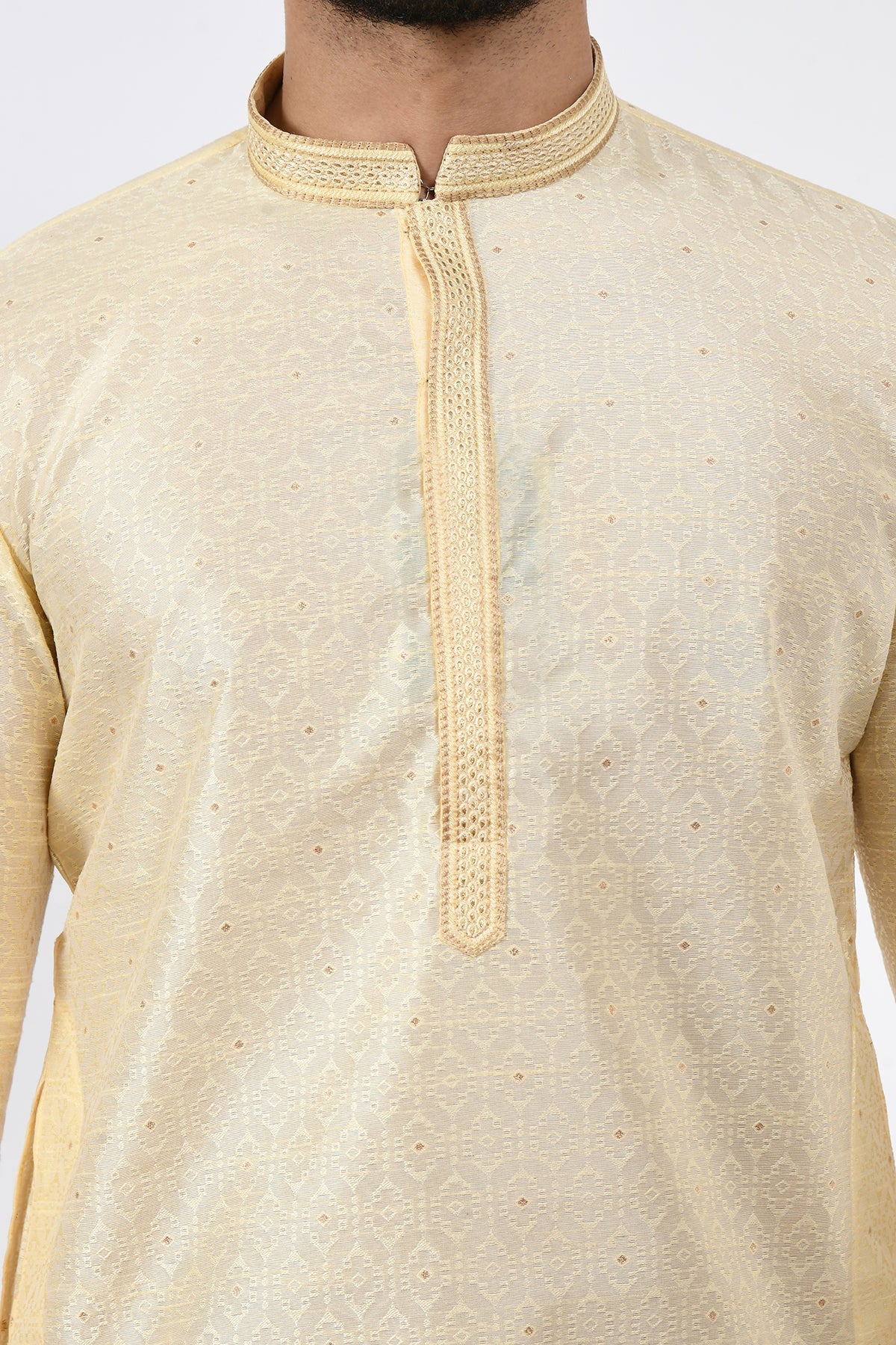Cream Self Design Kurta Set