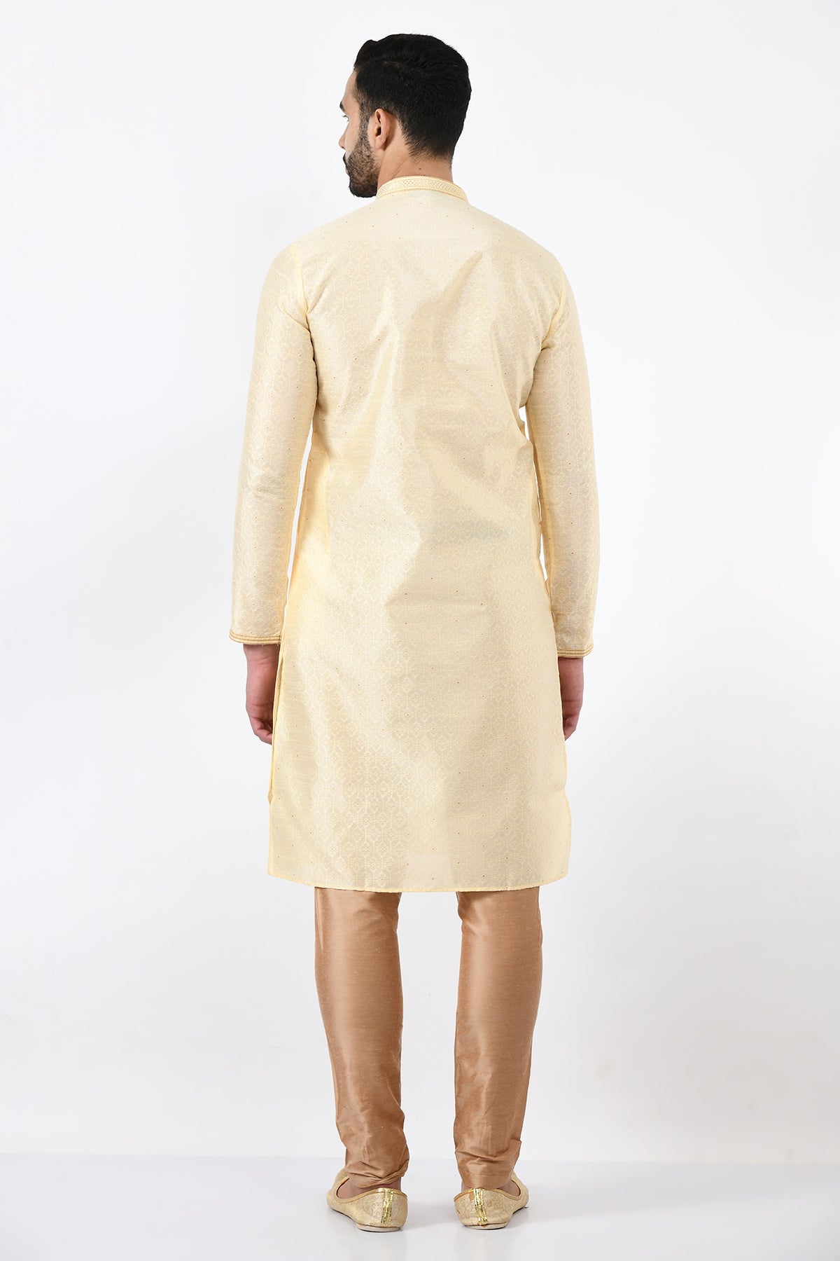 Cream Self Design Kurta Set