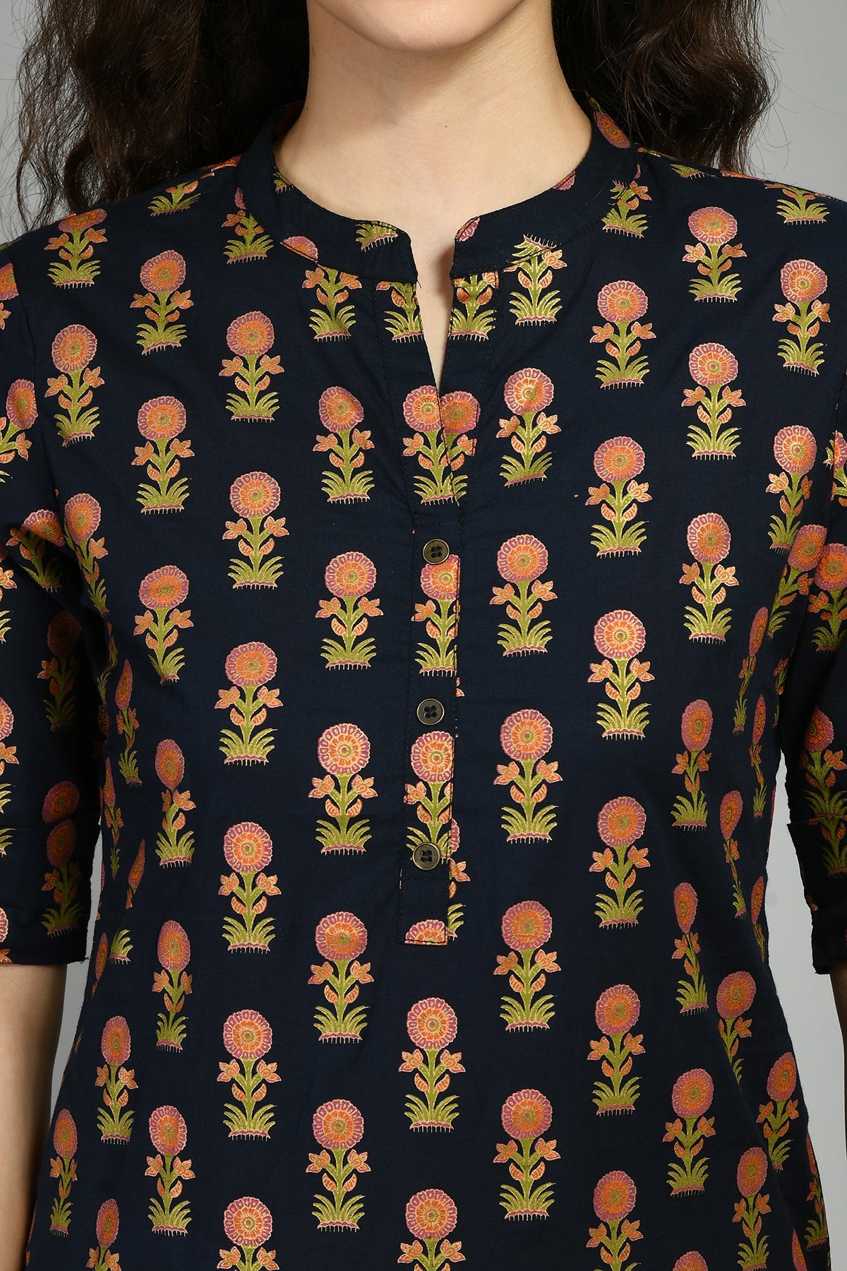 Navy Blue Printed Top