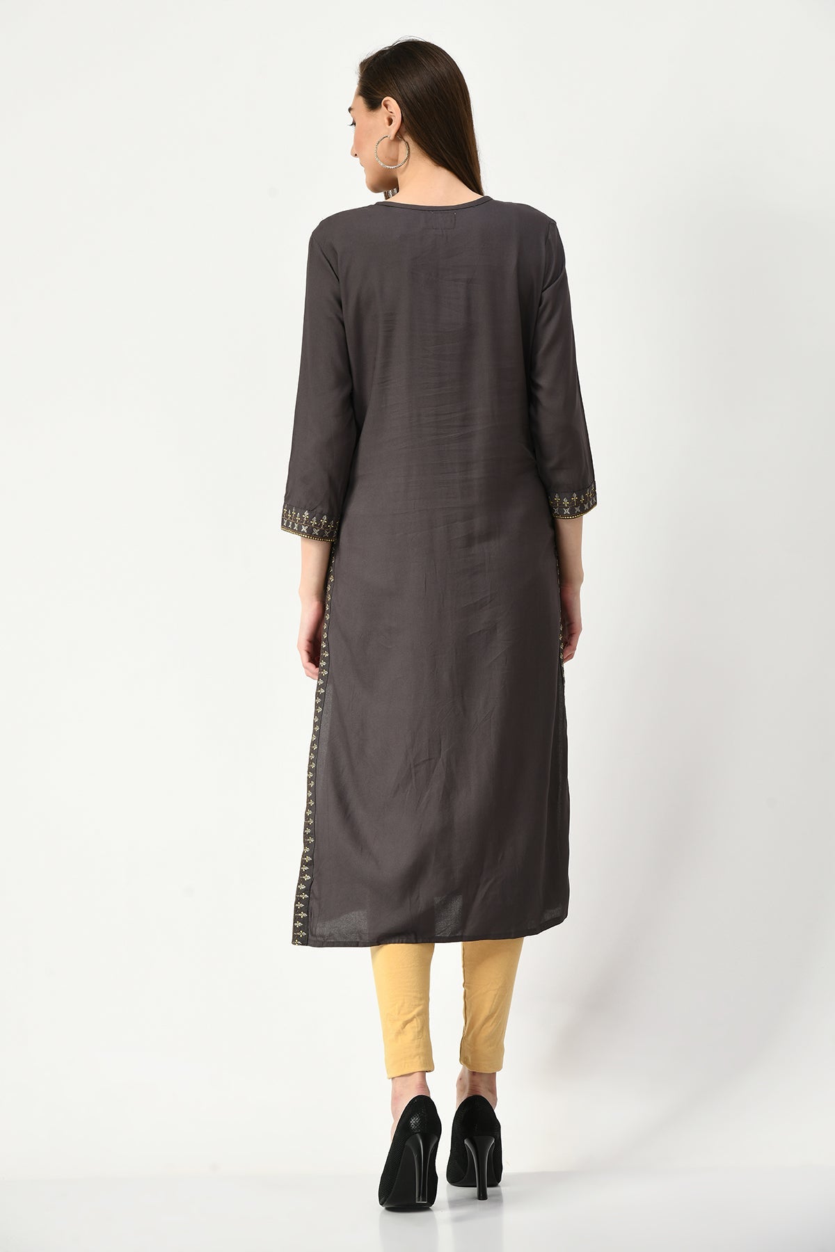 Grey Embroidered Kurta