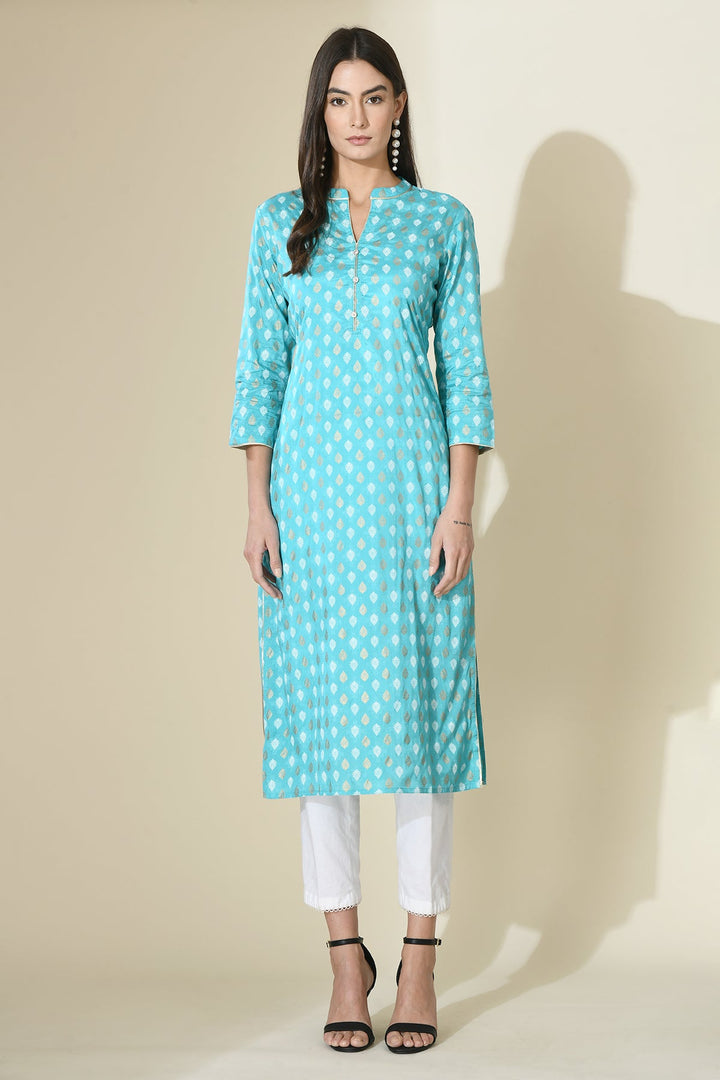 Blue Printed Kurta