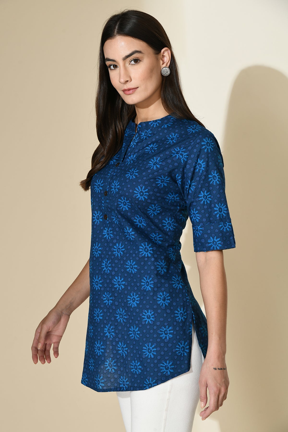 Blue Ethnic Printed Top