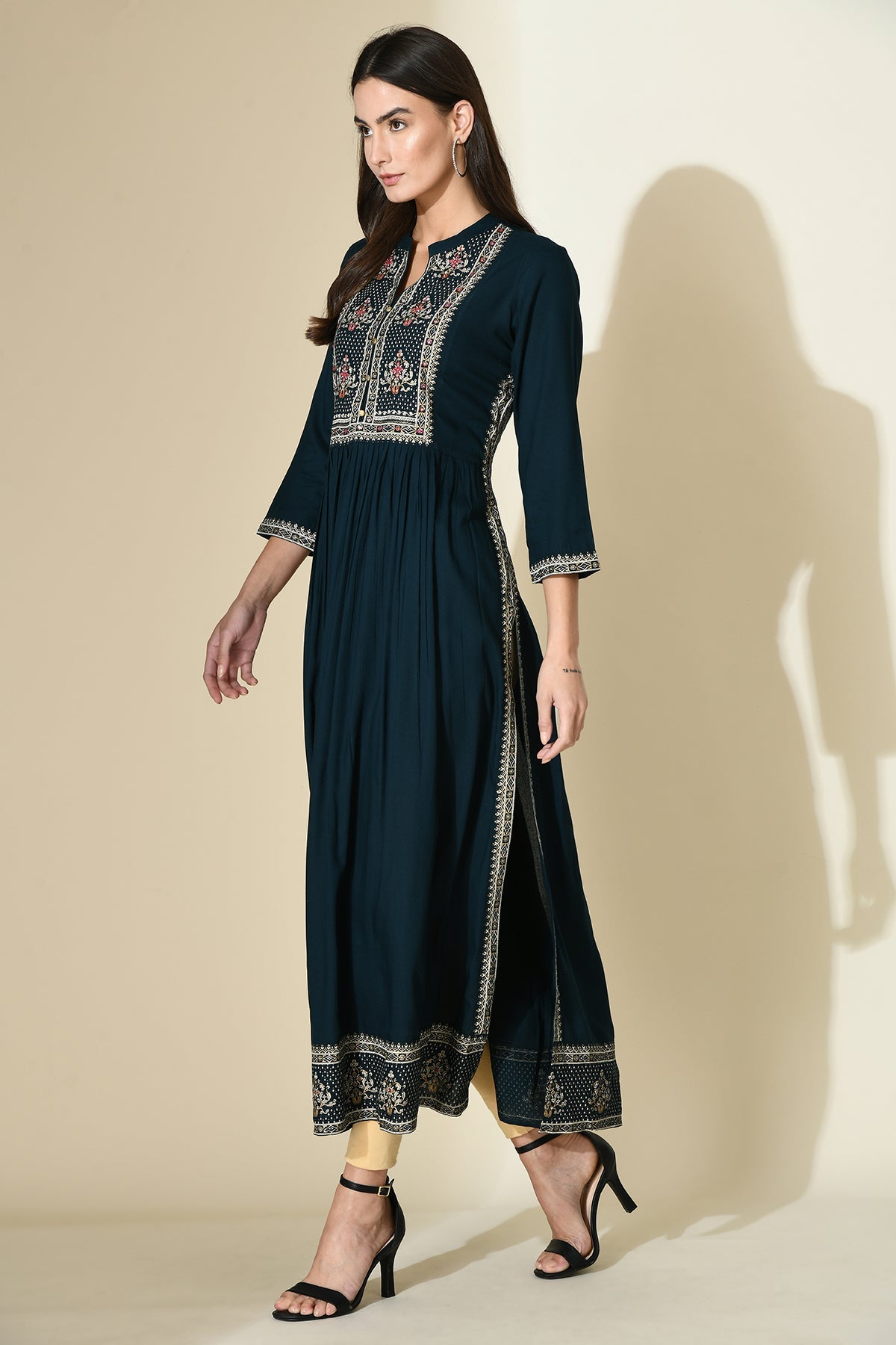Teal Blue Printed Dress