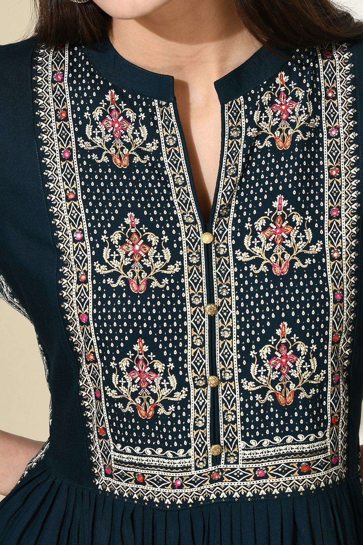 Teal Blue Printed Dress