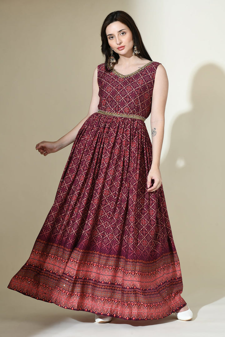 Purple Embellished Dress Set