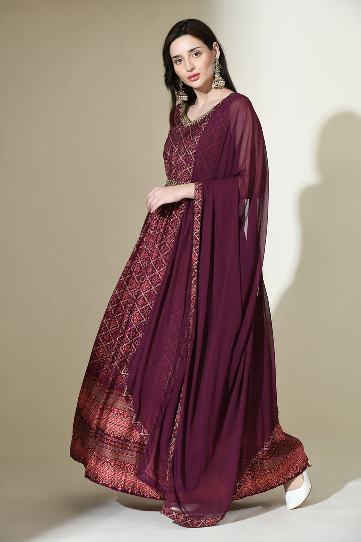 Purple Embellished Dress Set