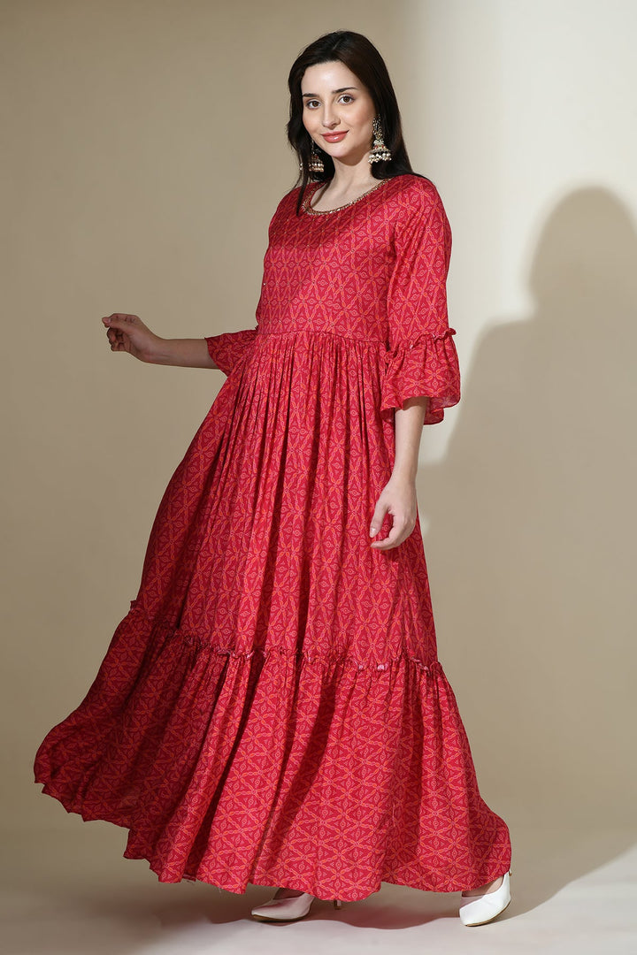 Magenta Embellished Dress Set