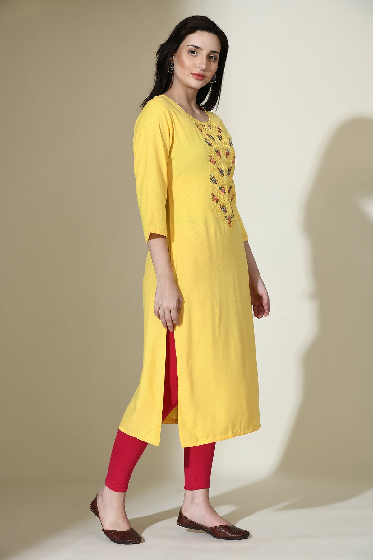 Yellow Embroidered Kurta