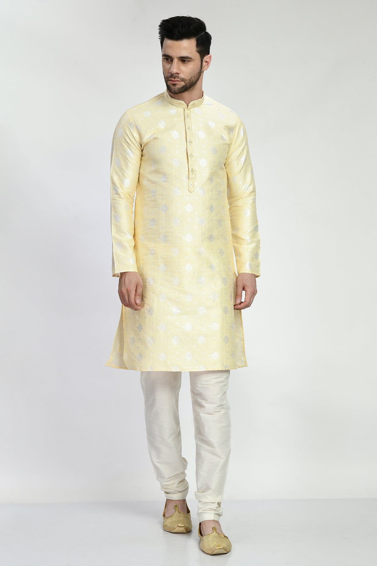 Cream Embellished Kurta Set